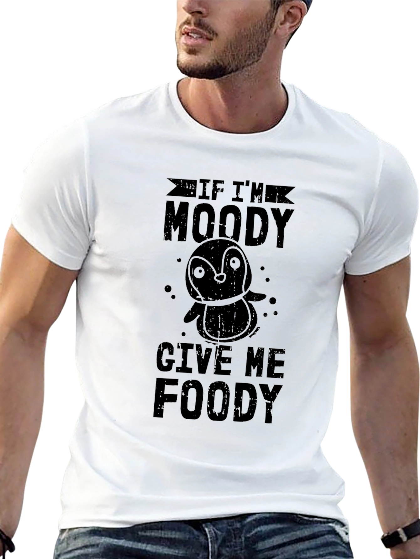 Black Moody Penguin Foody Black Graphic T-Shirt view 13
