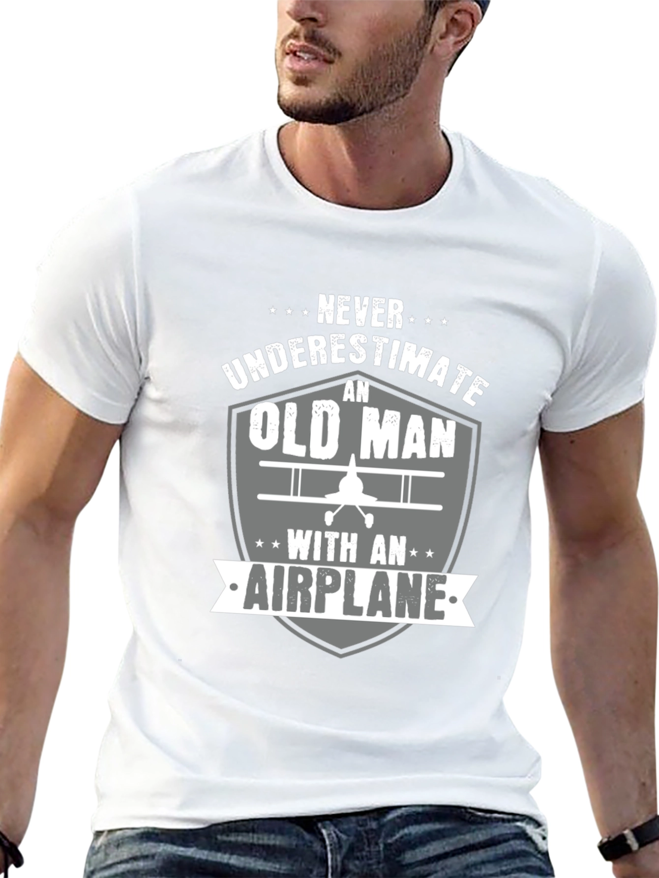 Black Never Underestimate an Old Man with an Airplane T-Shirt view 13