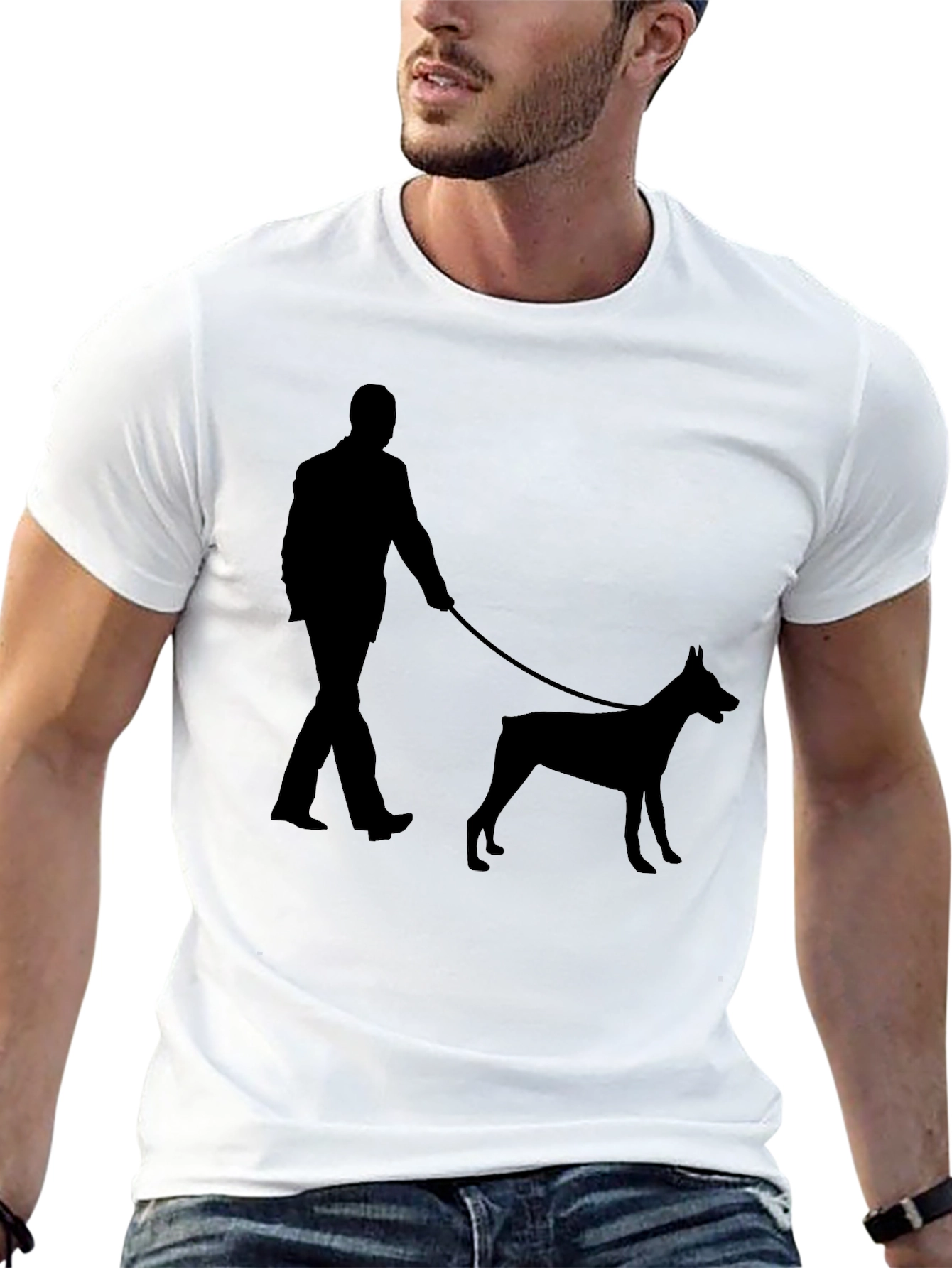 Black Dog Walker T-Shirt - Black Cotton view 13
