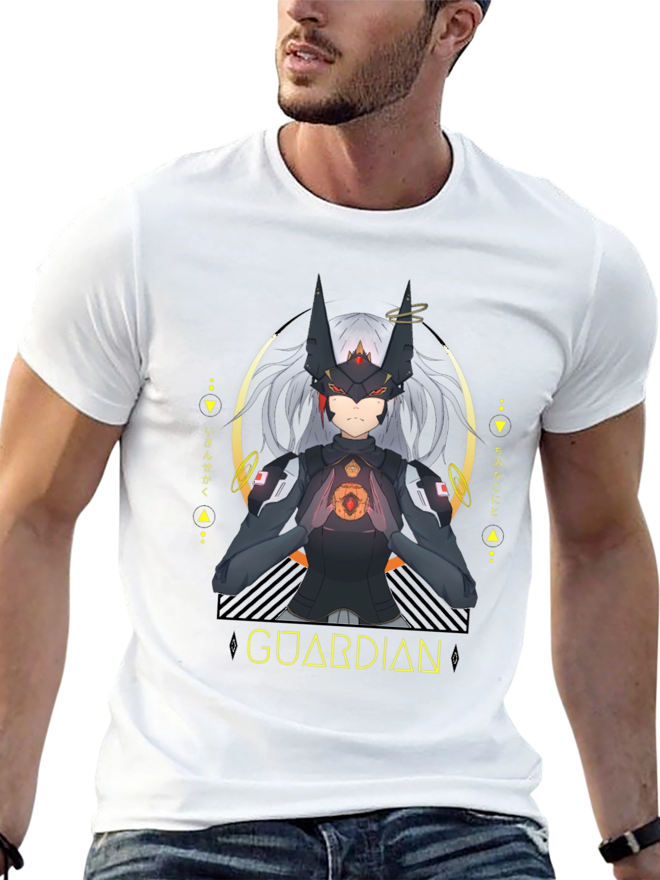 Black Guardian Anime Graphic Black T-Shirt view 13