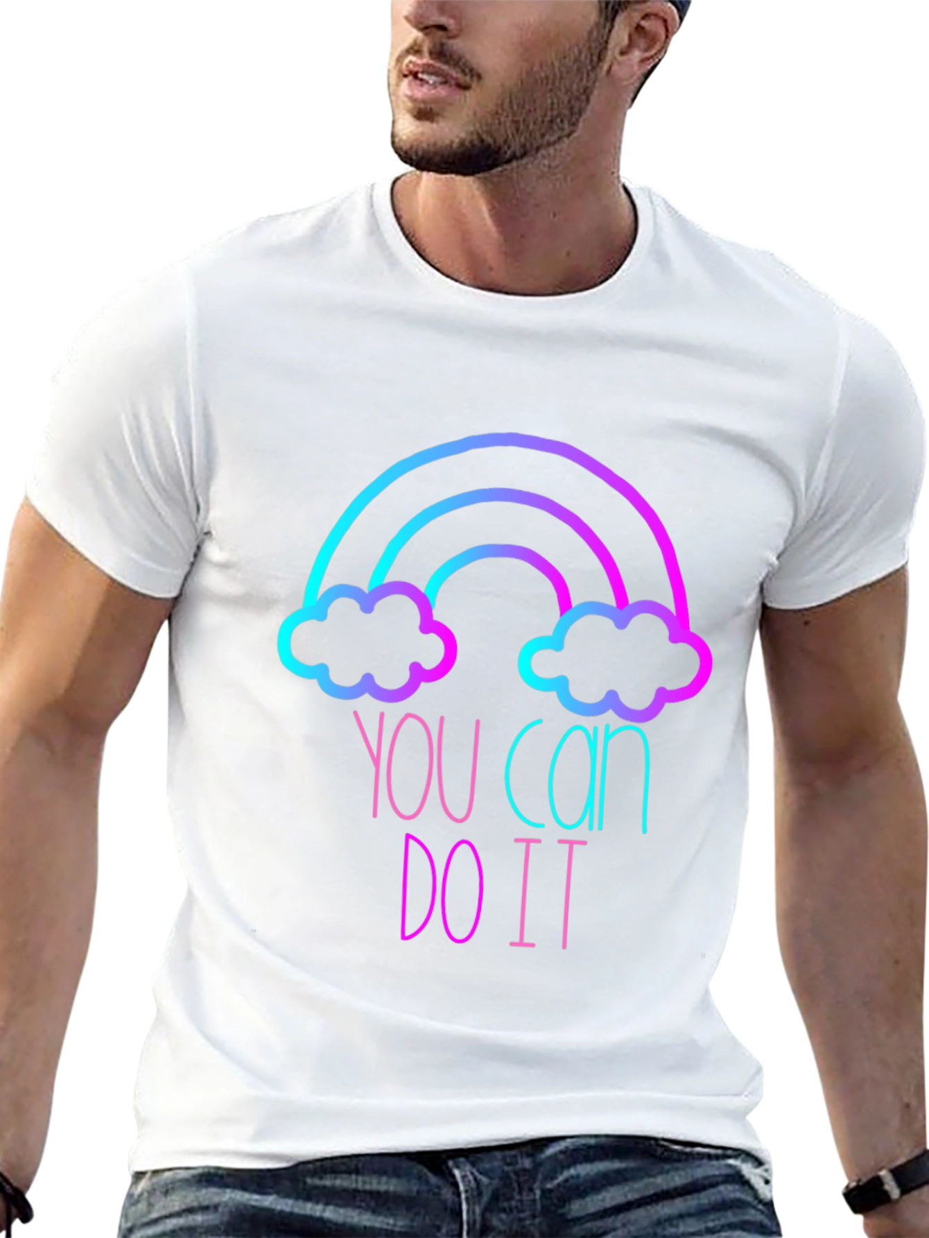 Black Motivational Rainbow Graphic Tee - You Can Do It view 13