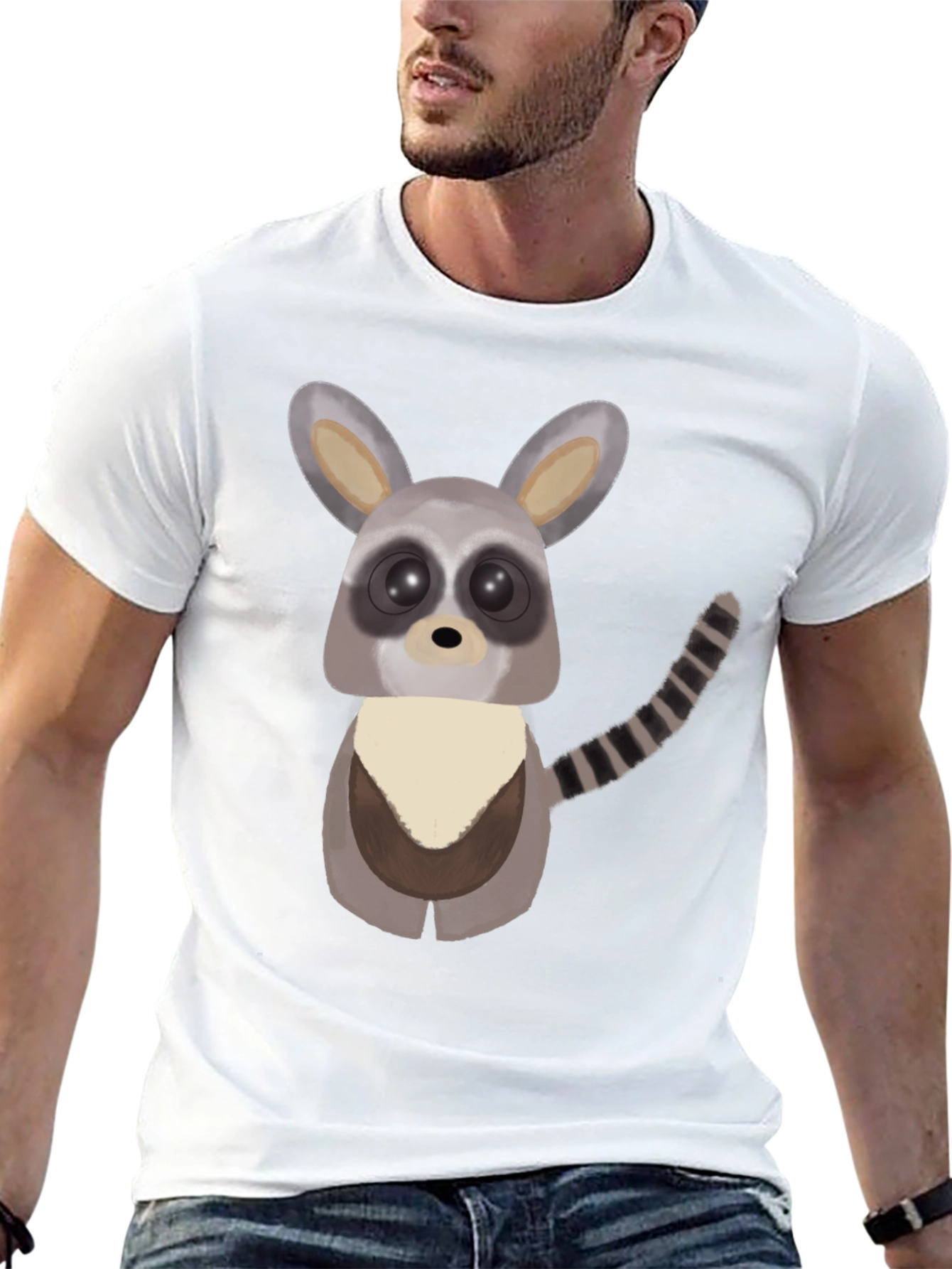 Black Cute Cartoon Raccoon Graphic T-Shirt view 13