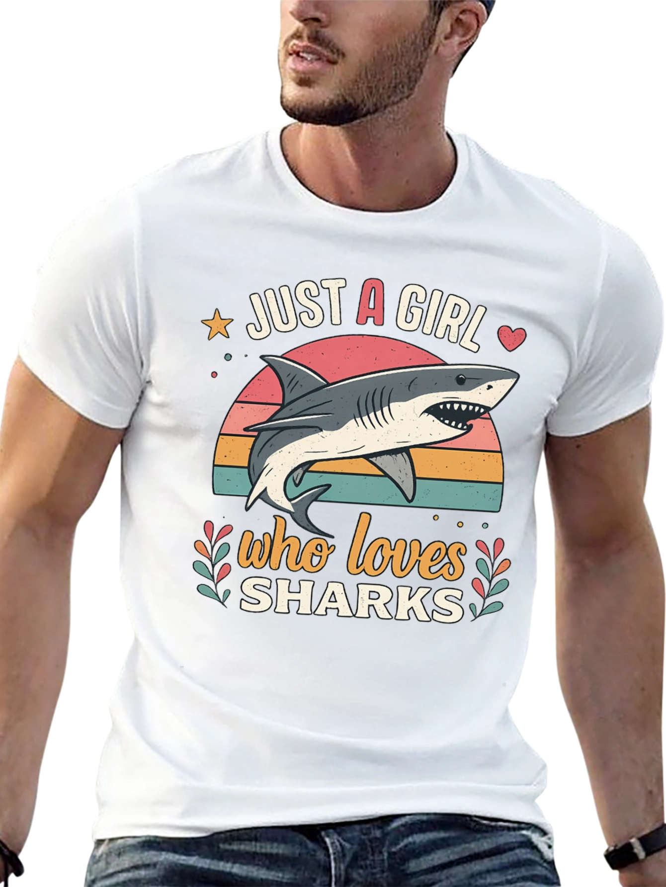 Black Just a Girl Who Loves Sharks Graphic Tee view 13