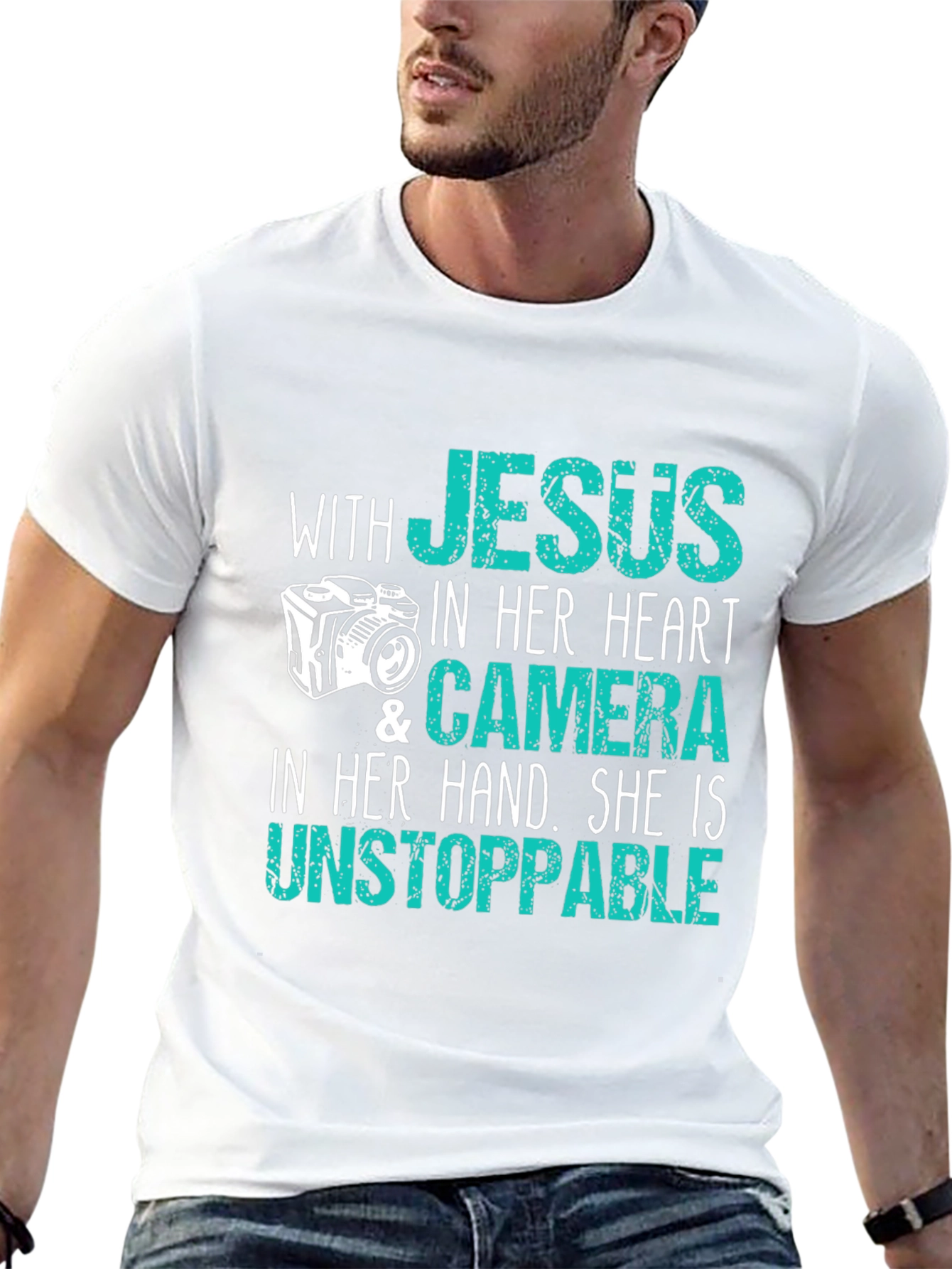 Black Jesus Camera T-Shirt - Faith & Photography view 13