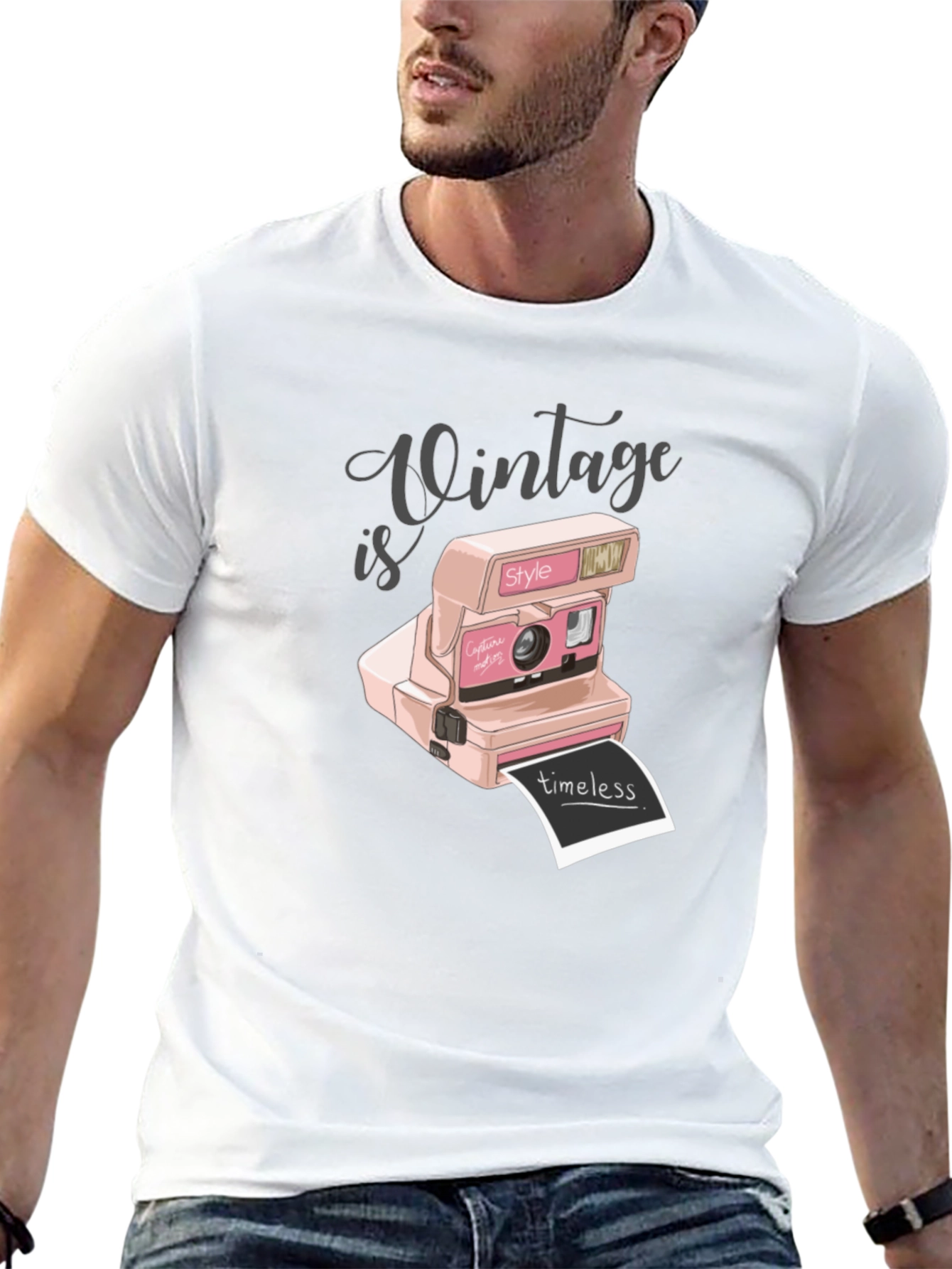 Black Vintage Style Camera Graphic Tee - Timeless Fashion view 13