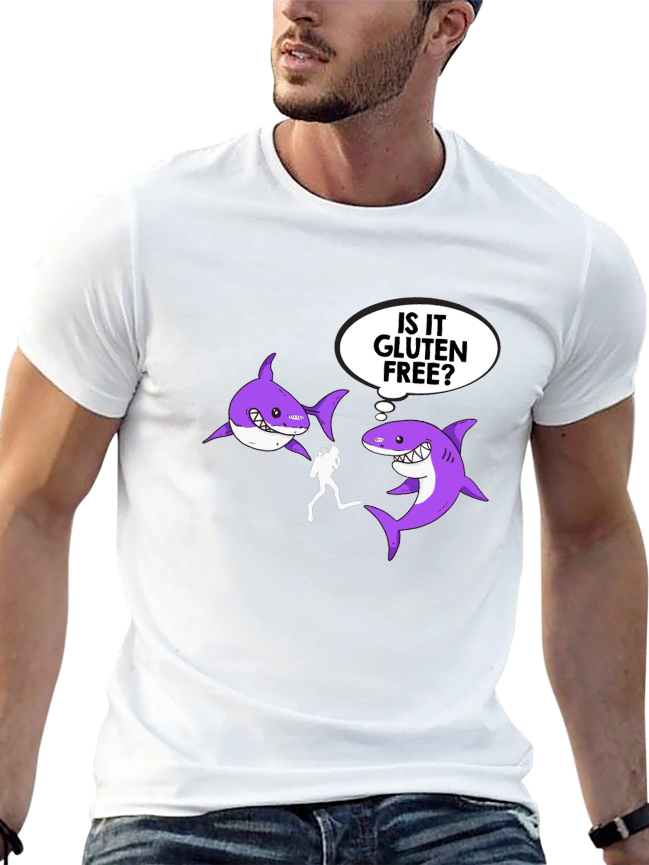 Black Is it Gluten Free? Shark T-Shirt view 13