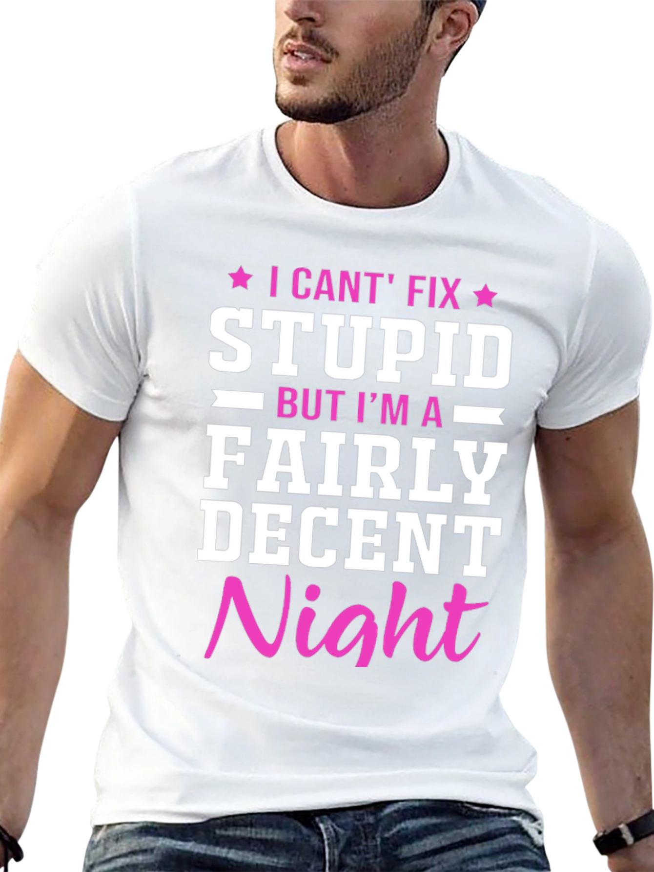 Black Funny Novelty Graphic T-Shirt - "I Can't Fix Stupid" view 13
