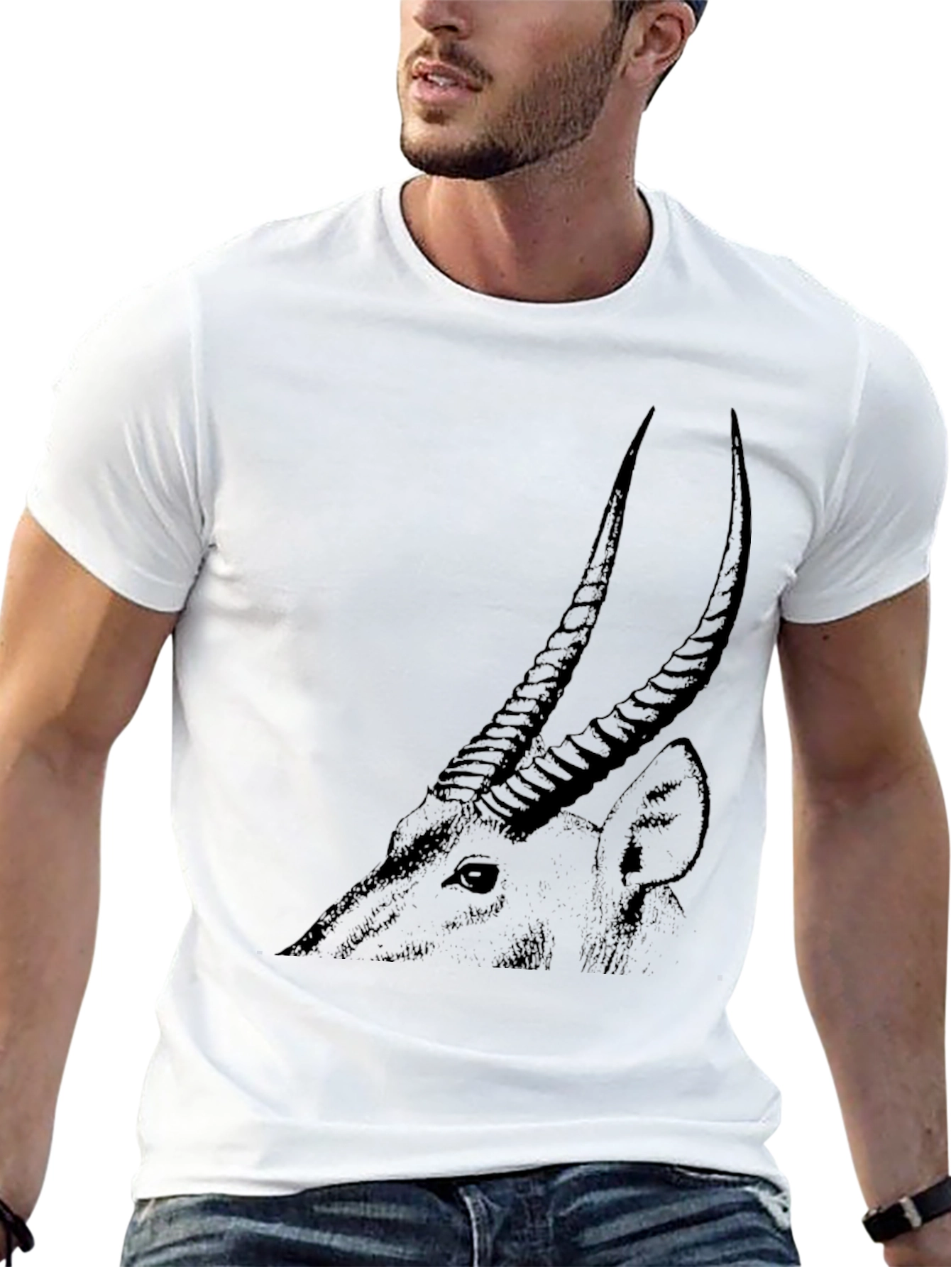 Black Antelope Graphic Tee - Sleek Black Cotton T-Shirt view 13