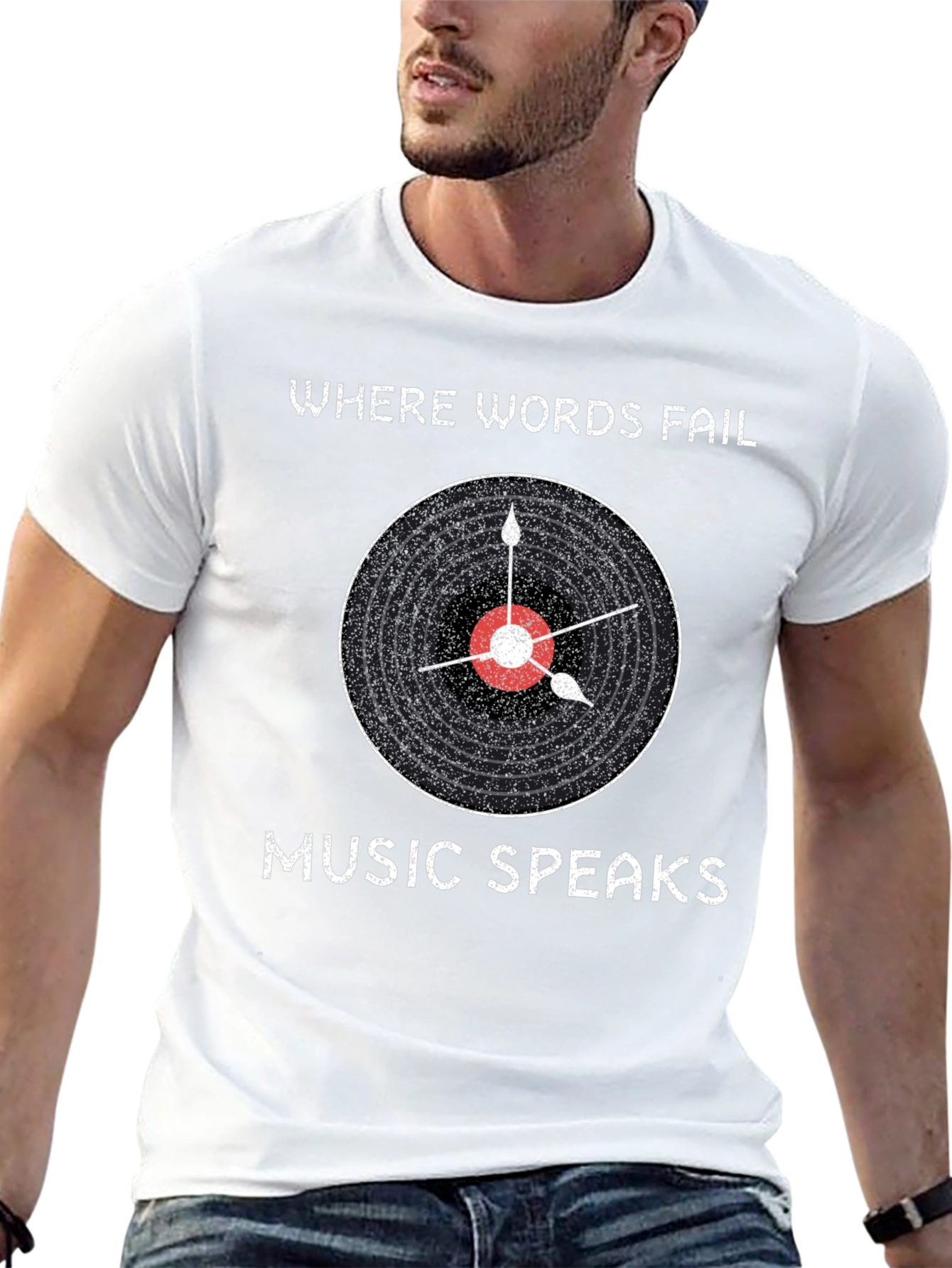 Black Music Speaks Graphic Tee - Black Cotton T-Shirt view 13