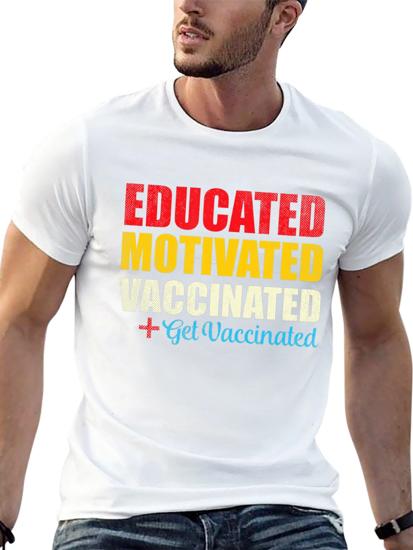 Black Educated Motivated Vaccinated T-Shirt view 13