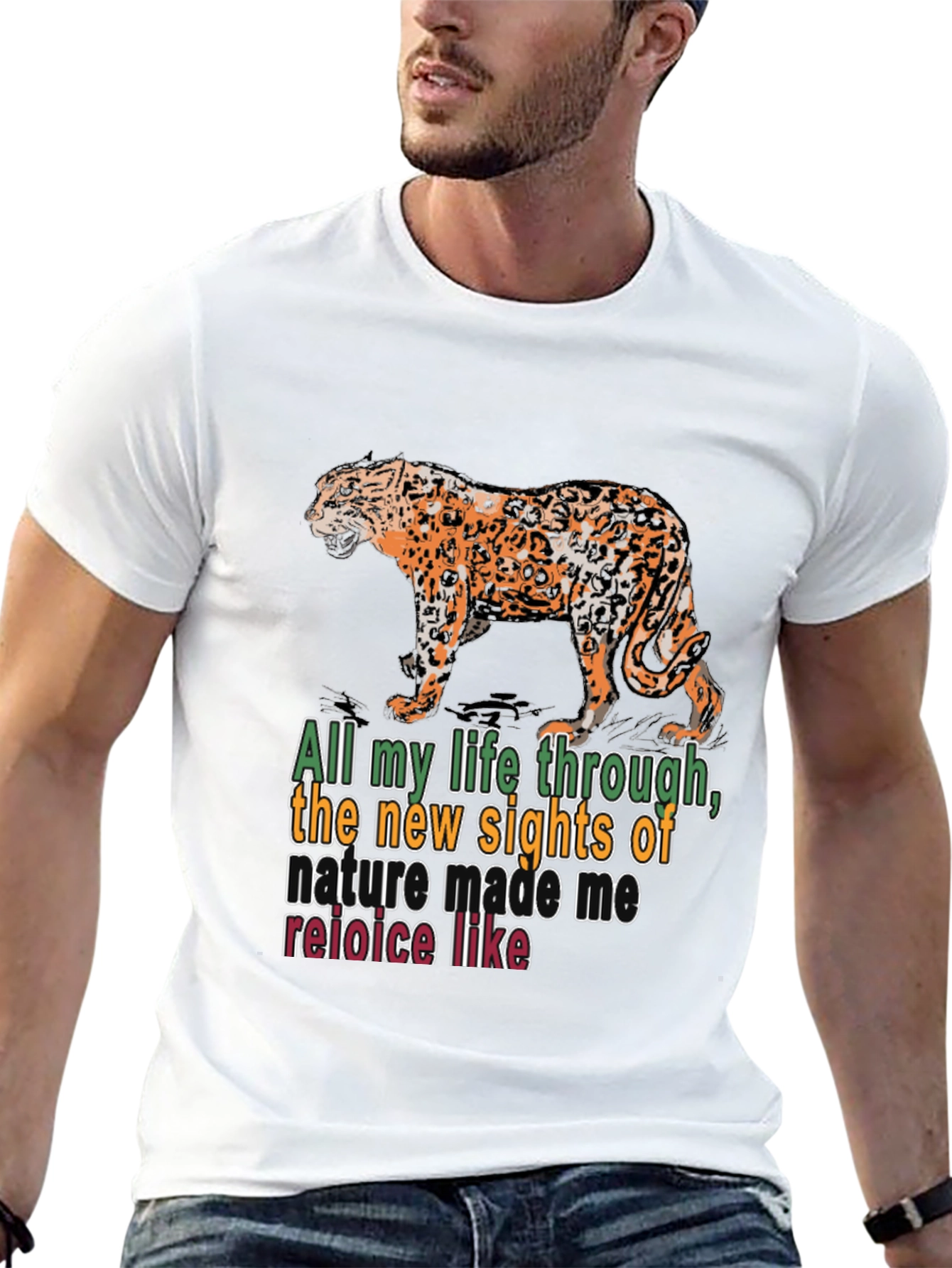 Black Nature Quote T-Shirt: Leopard Design view 13