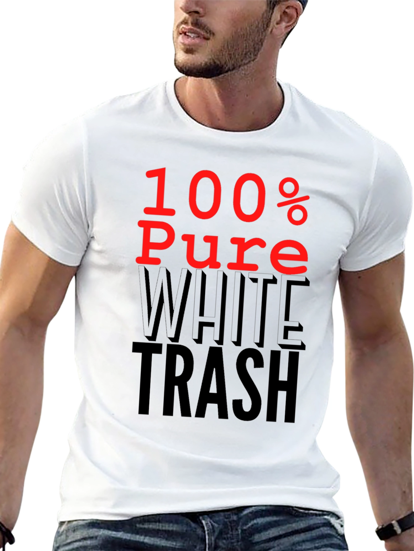 Black 100% Pure White Trash Graphic Tee view 13