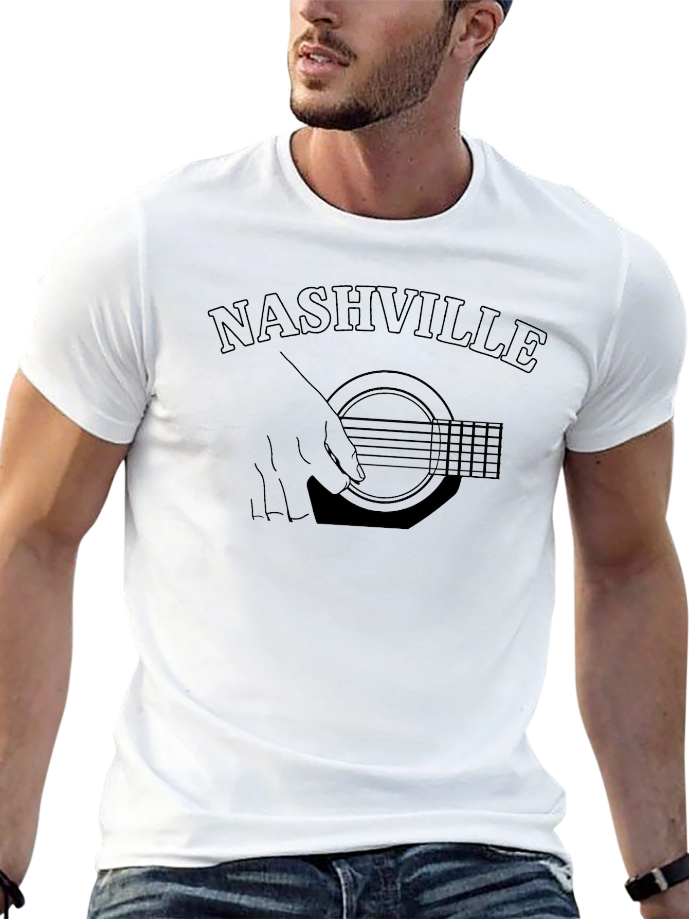 Black Nashville Guitar Graphic T-Shirt view 13