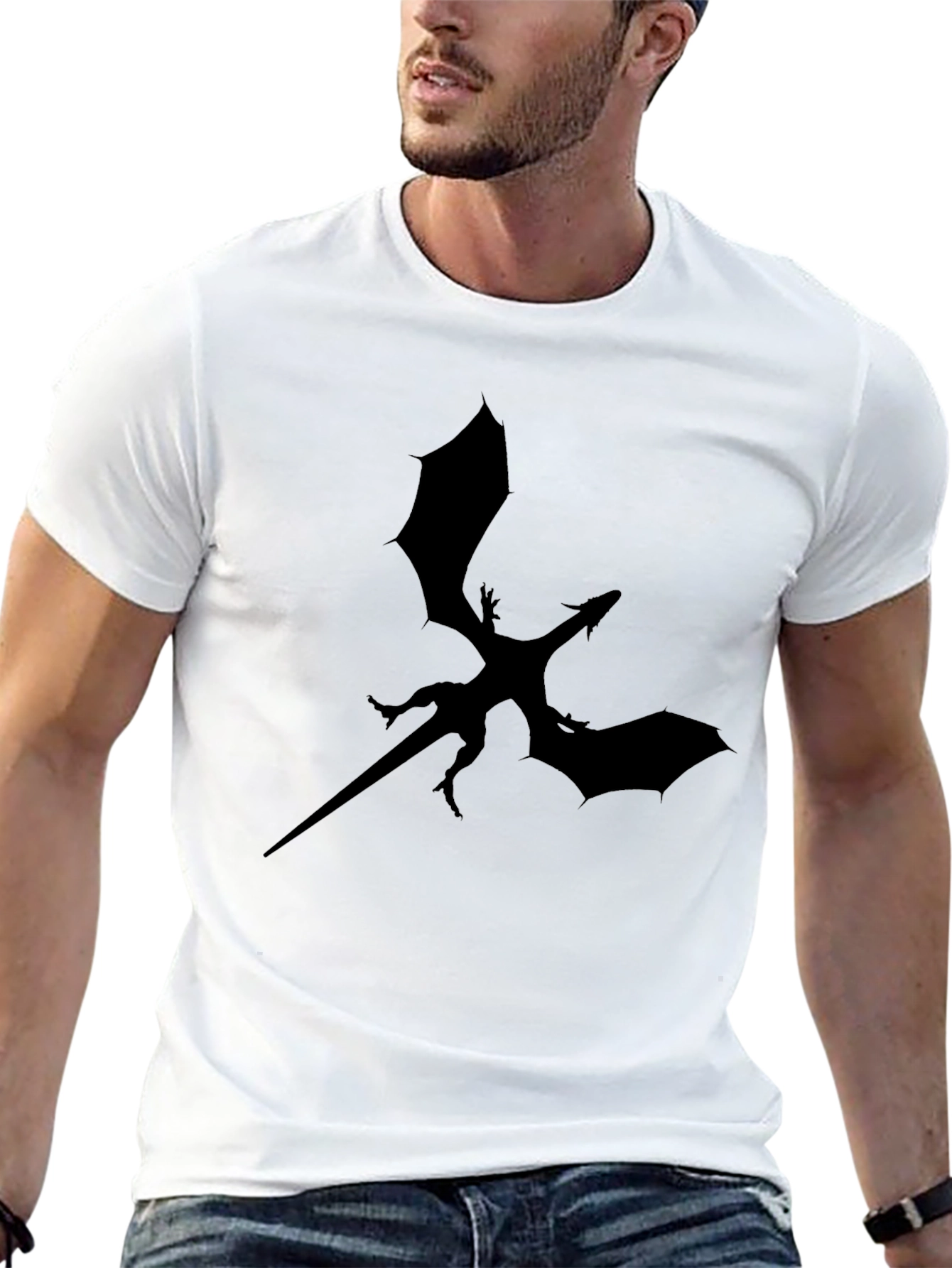 Black Black Dragon Silhouette Graphic Tee - Men's T-Shirt view 13