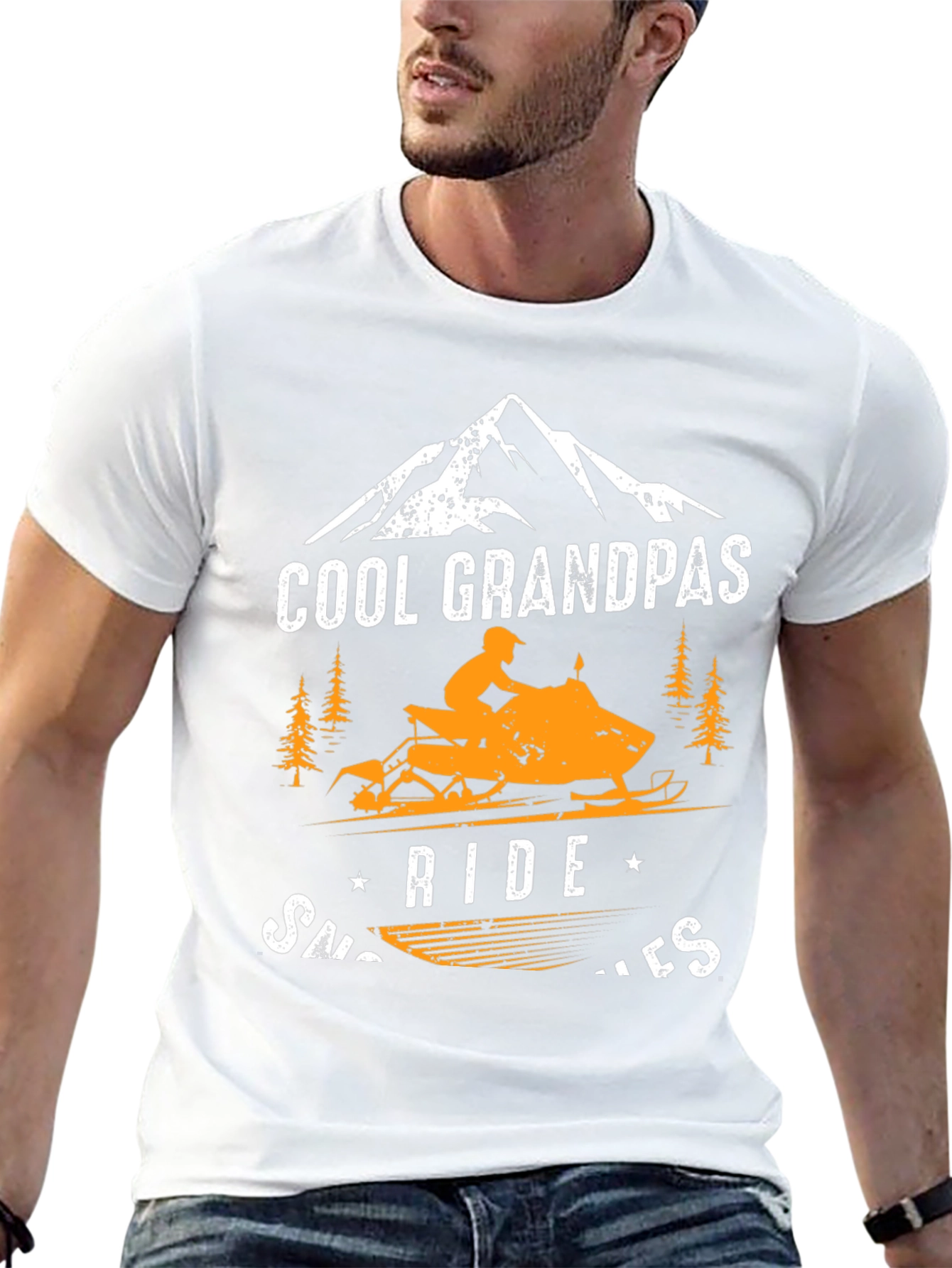Black Cool Grandpa's Snowmobile Graphic Tee view 13