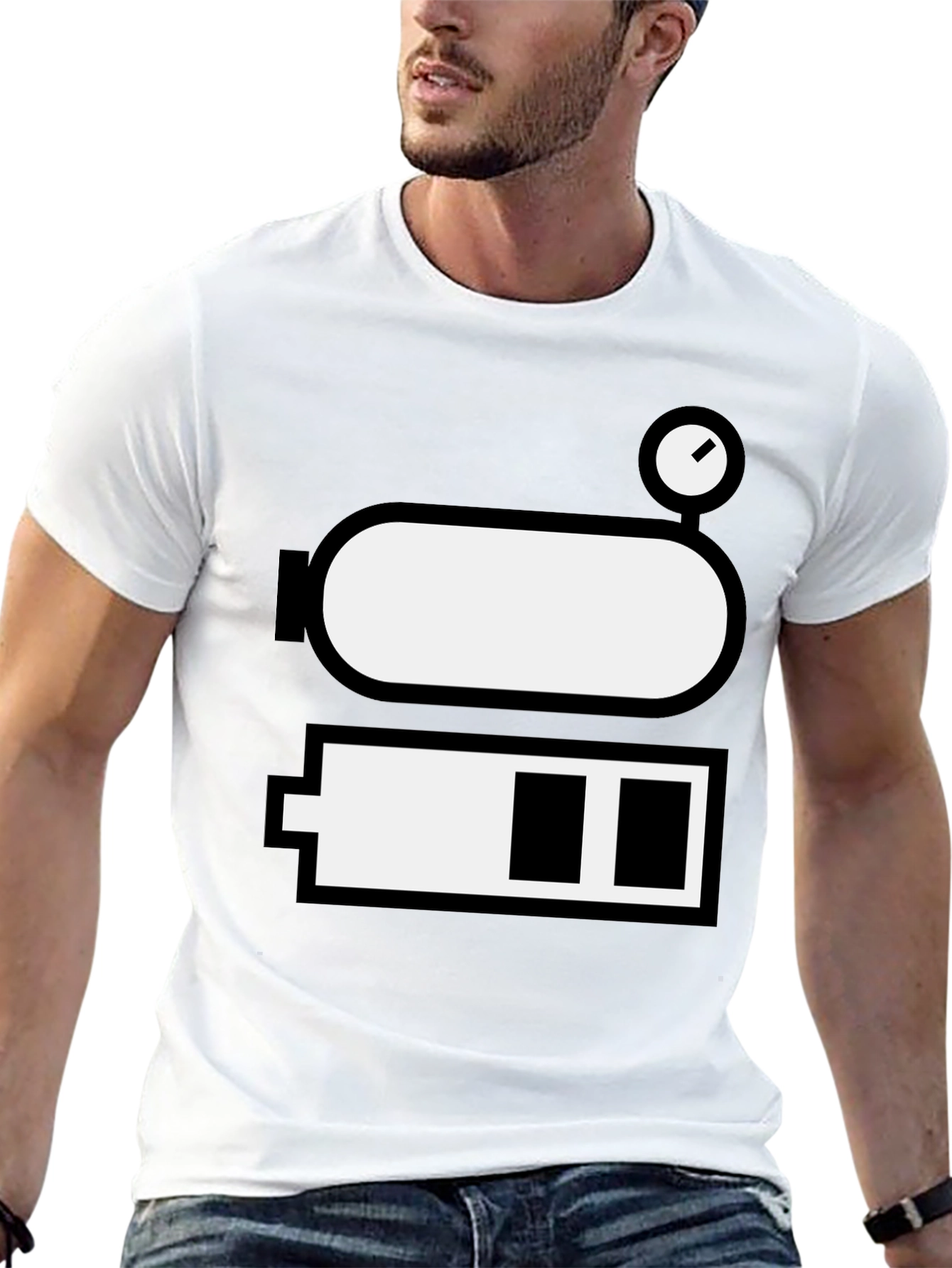 Black Battery Level Novelty Graphic Tee - Black Cotton Blend view 13