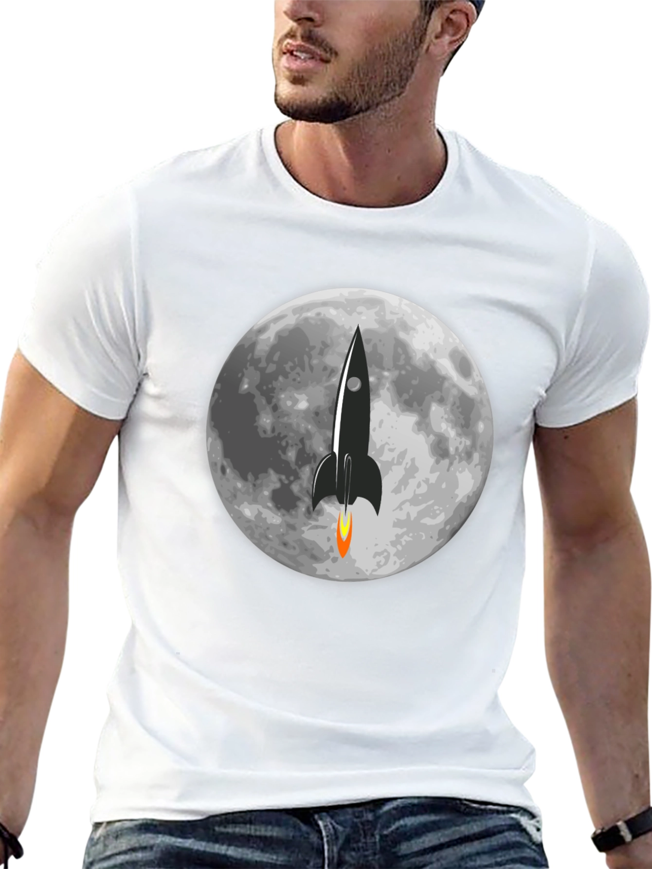 Black Rocket to the Moon Graphic T-Shirt view 13