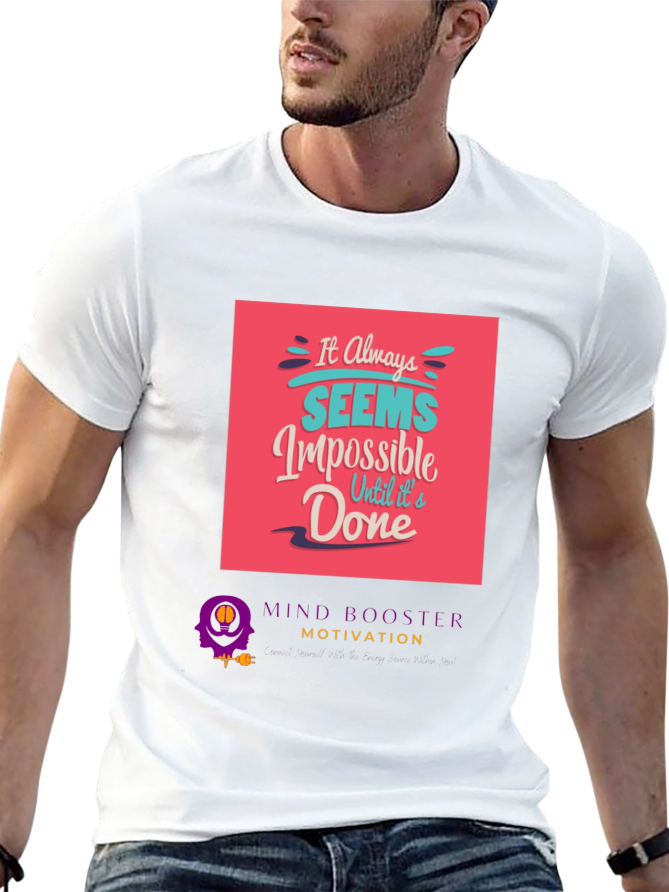 Black Motivational Graphic Tee: It Always Seems Impossible view 13
