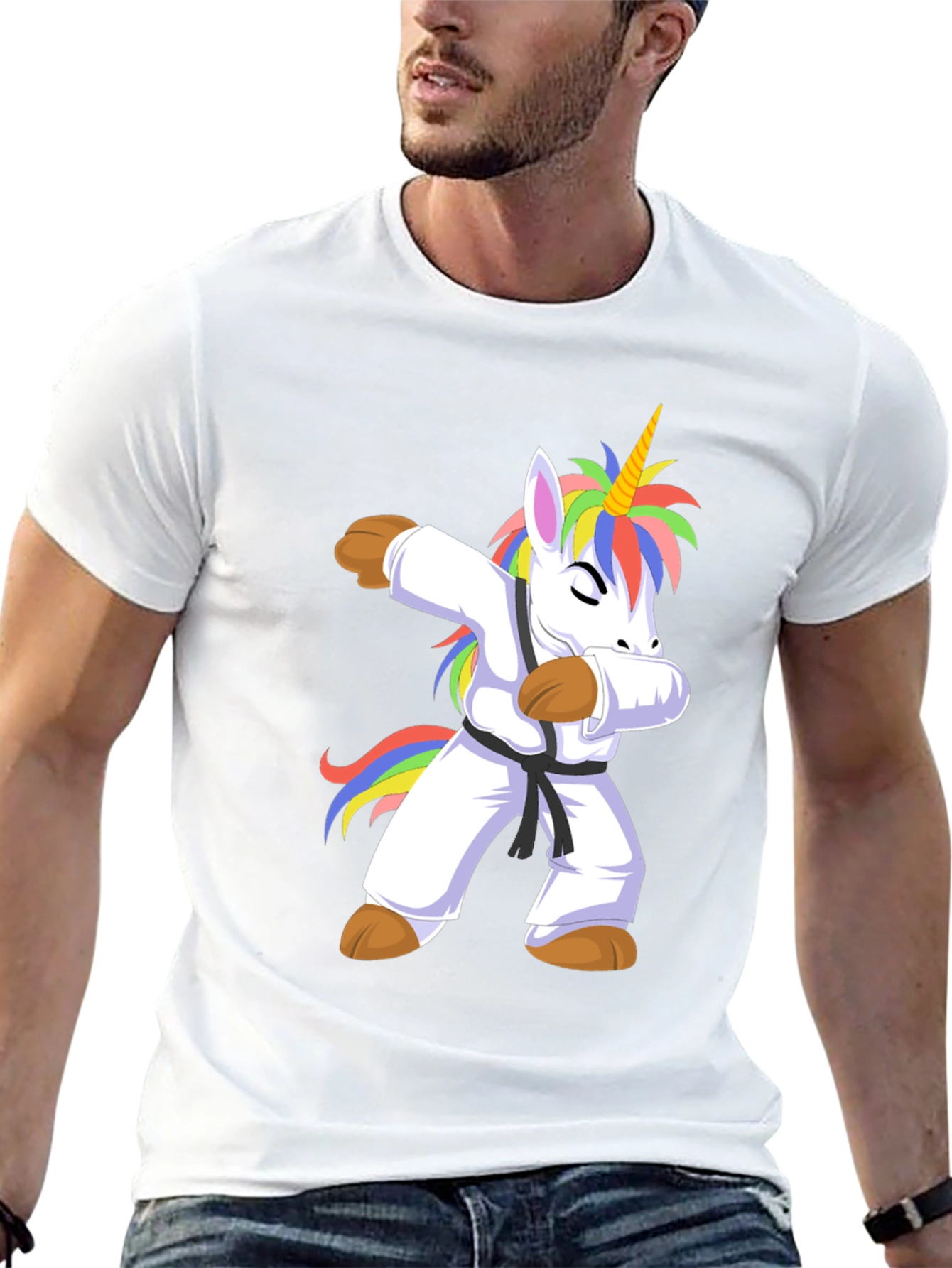 Black Unicorn Karate Dab Black T-Shirt view 13