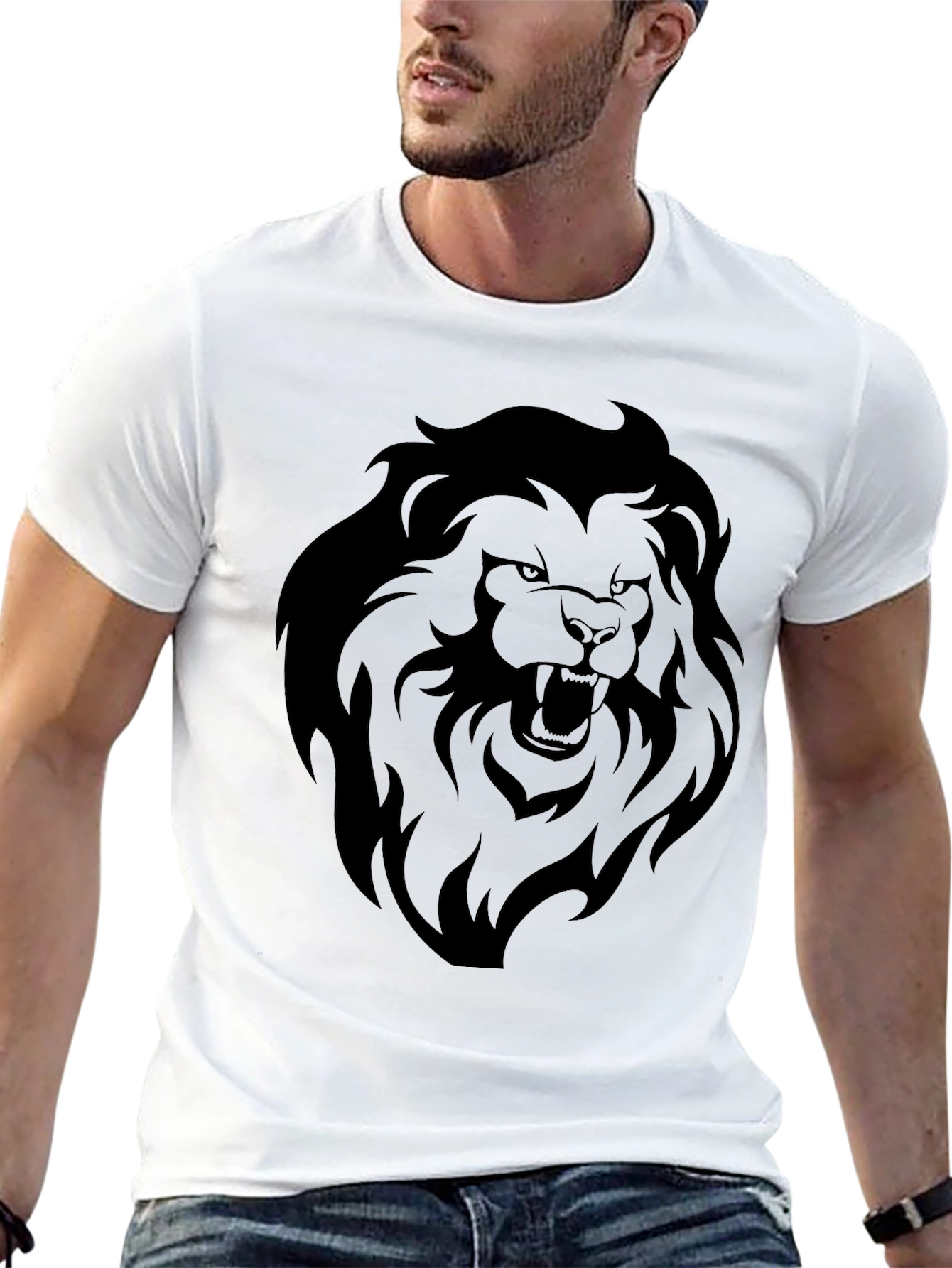 Black Bold Lion Graphic Black T-Shirt view 13