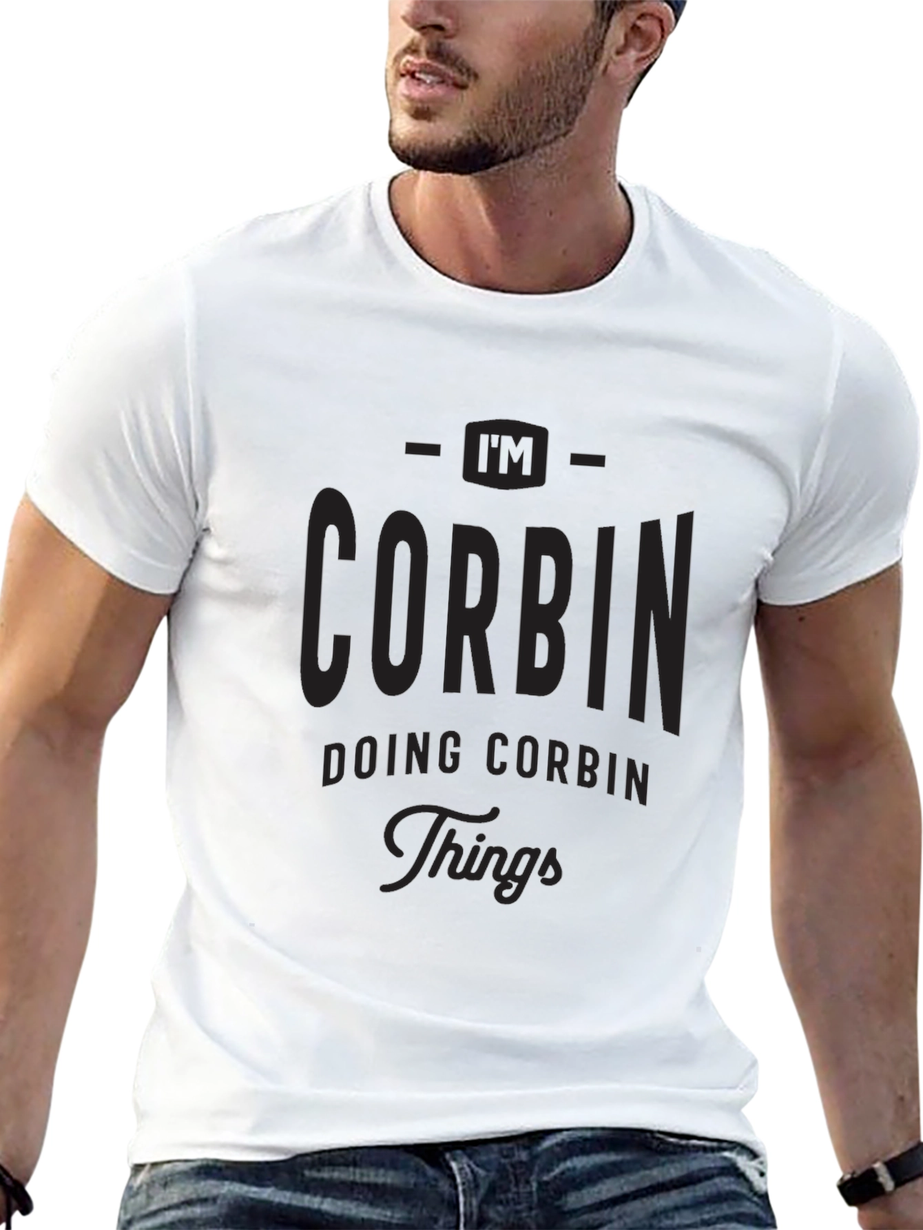 Black I'm Corbin Doing Corbin Things - Black T-Shirt view 13