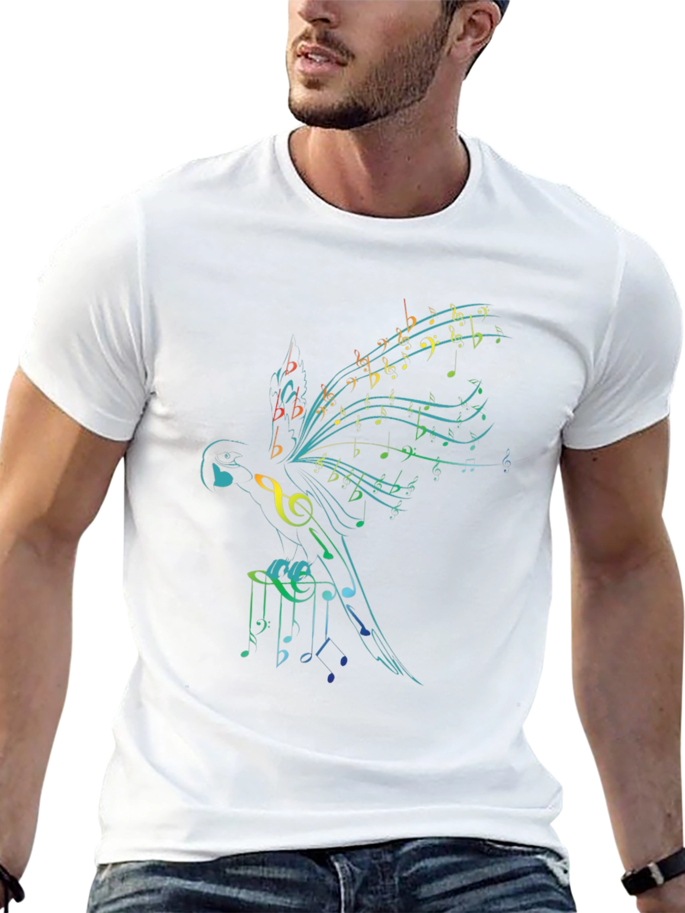 Black Musical Parrot Graphic T-Shirt - Unique Design view 13