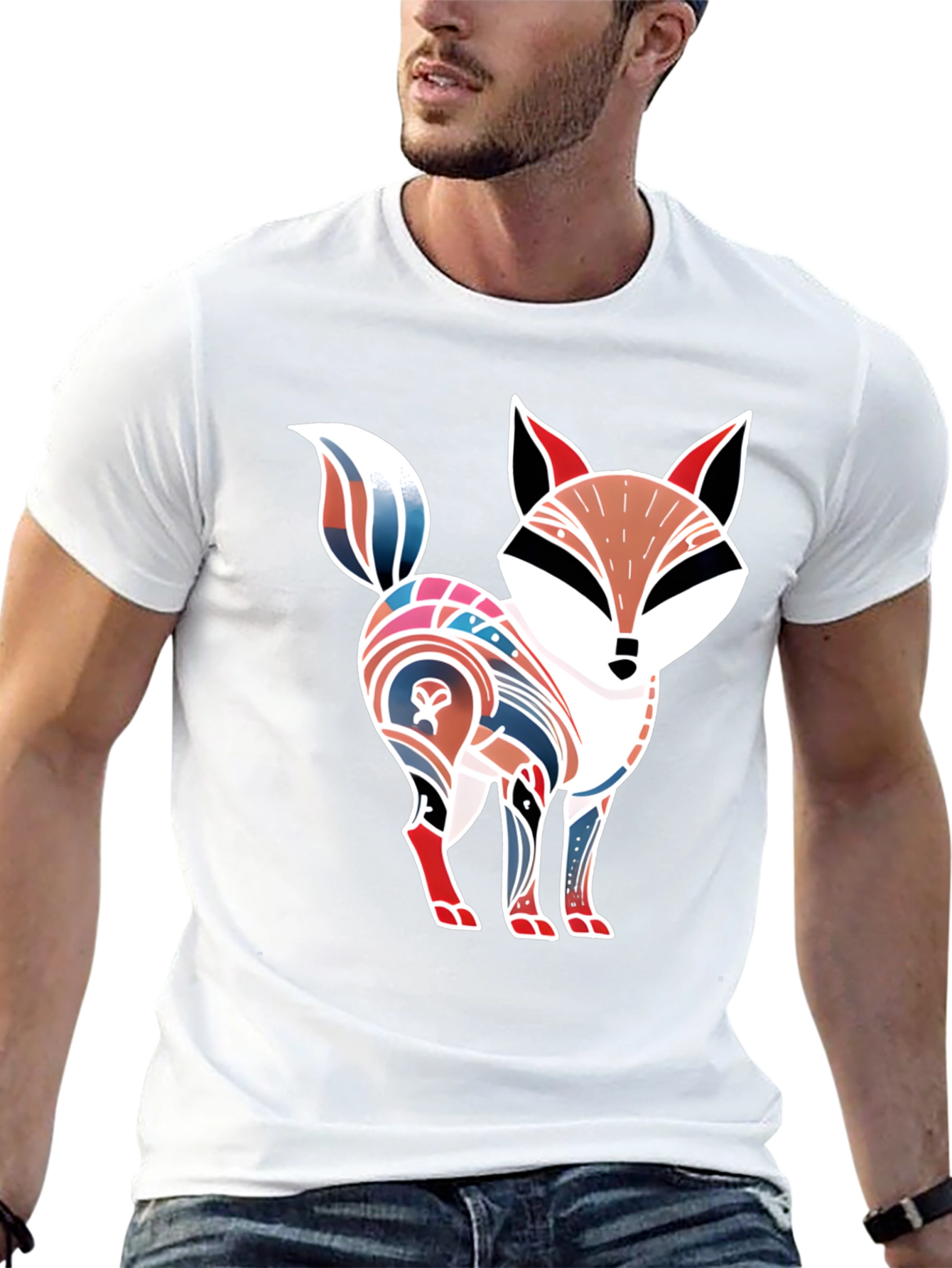 Black Stylized Fox Graphic Tee - Unique Design view 13