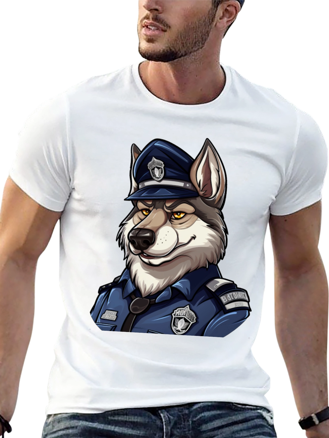 Black Wolf Cop Graphic T-Shirt - Black view 13