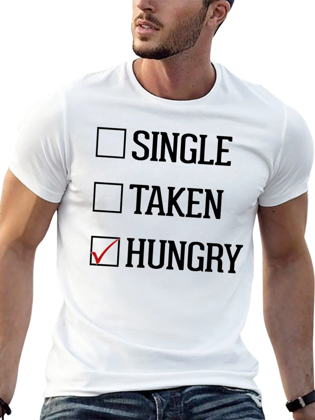 Black Funny Hungry T-Shirt - Checkbox Novelty Tee view 13