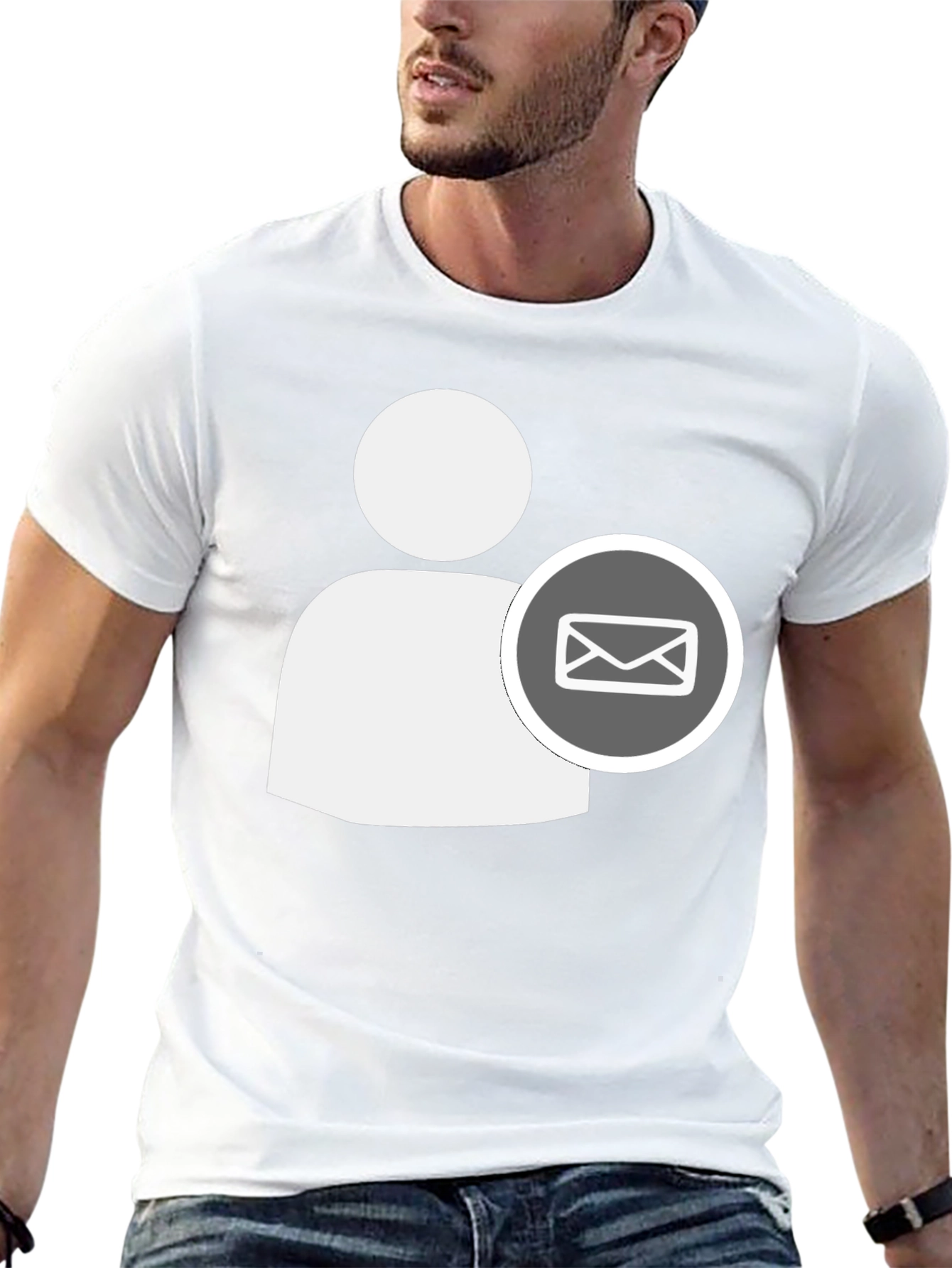 Black Black T-Shirt with White Contact Email Icon view 13