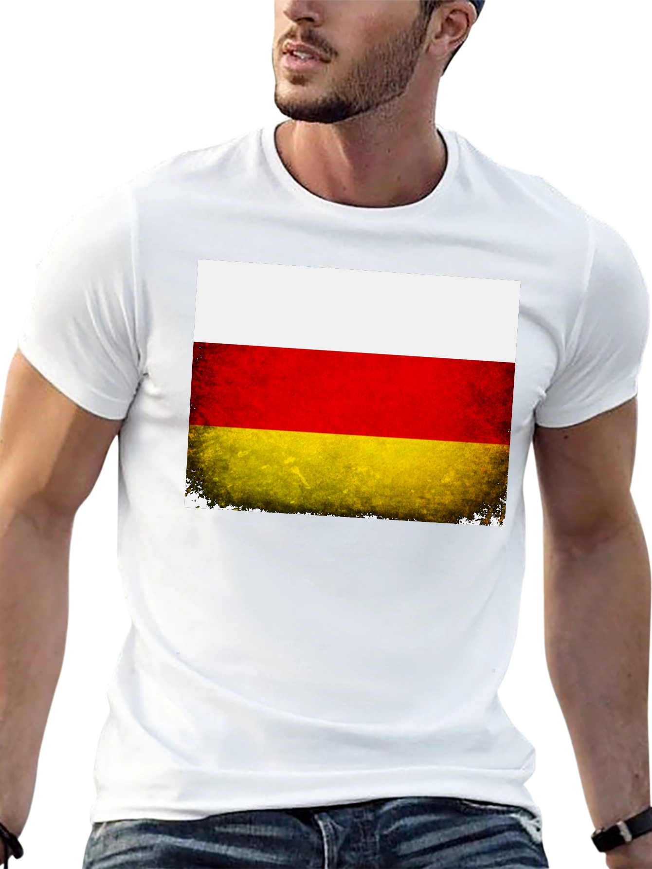 Black Ossetia Flag Distressed Black T-Shirt view 13