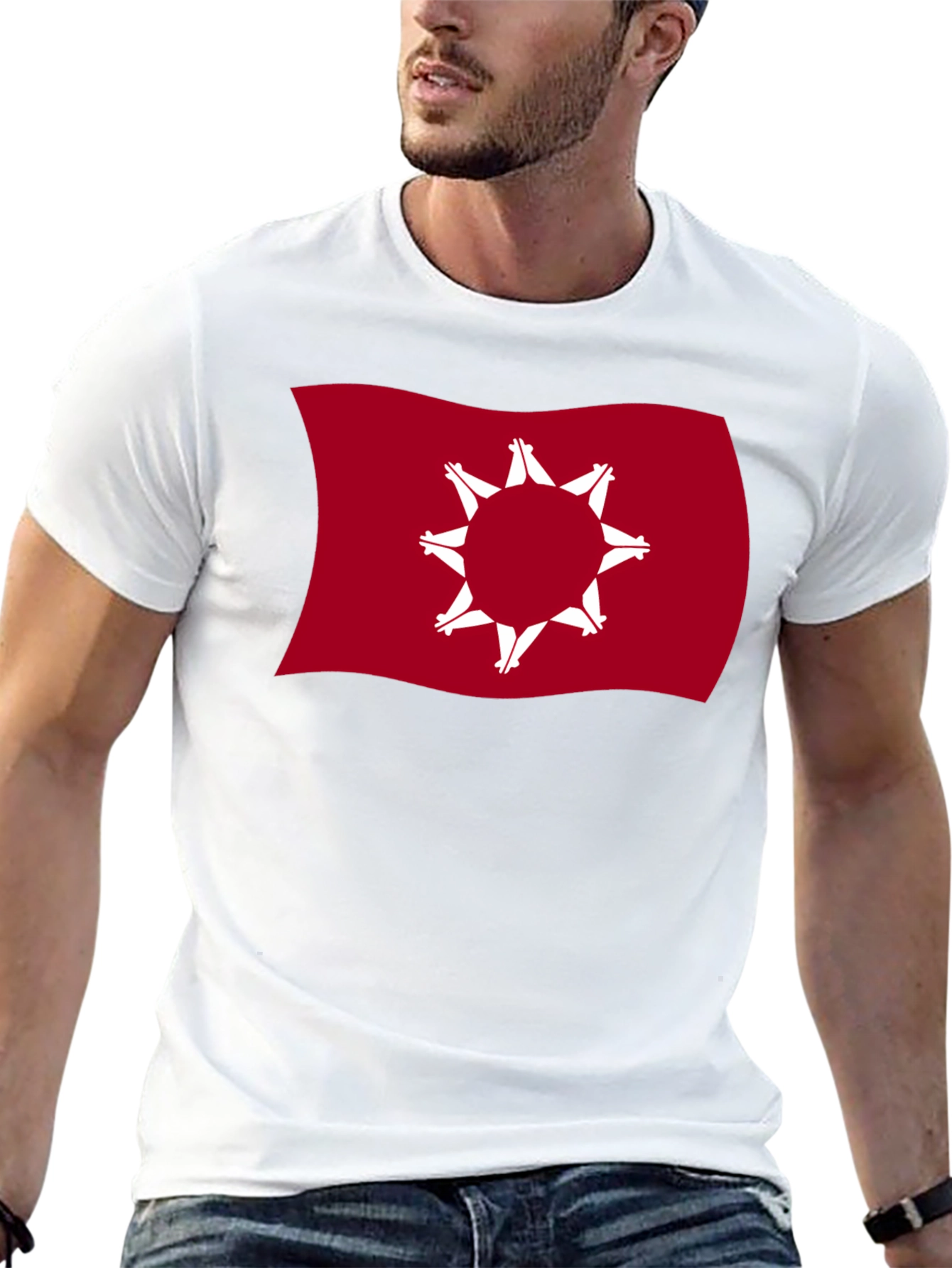 Black Wavy Native American Flag Graphic Tee - Black view 13