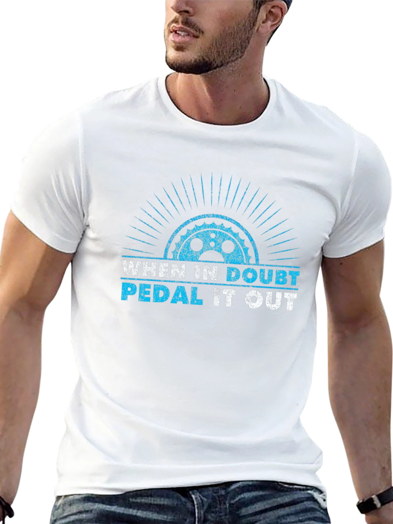 Black When In Doubt Pedal It Out Black T-Shirt view 13