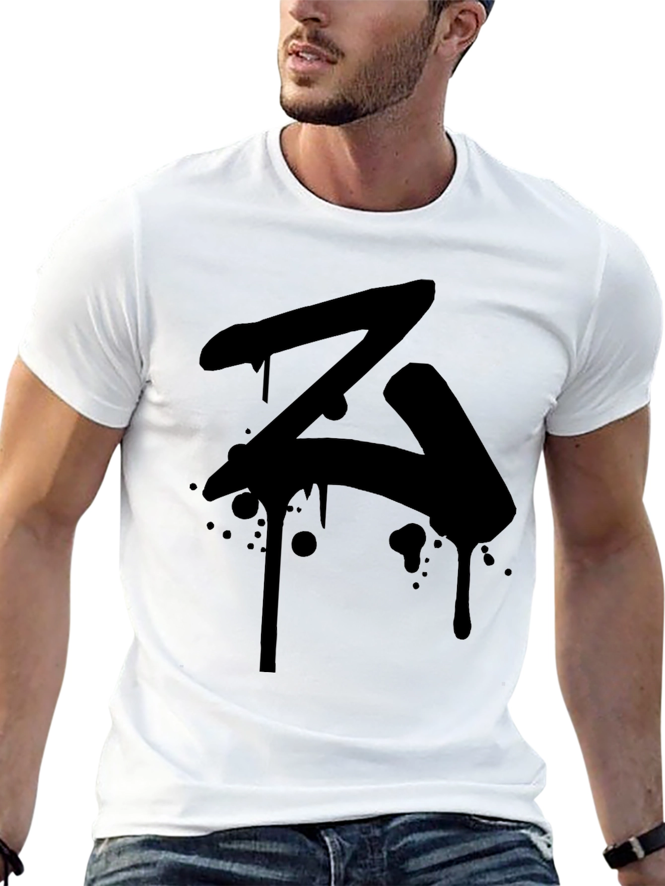 Black Urban Drip Tee - Abstract Z Graphic view 13