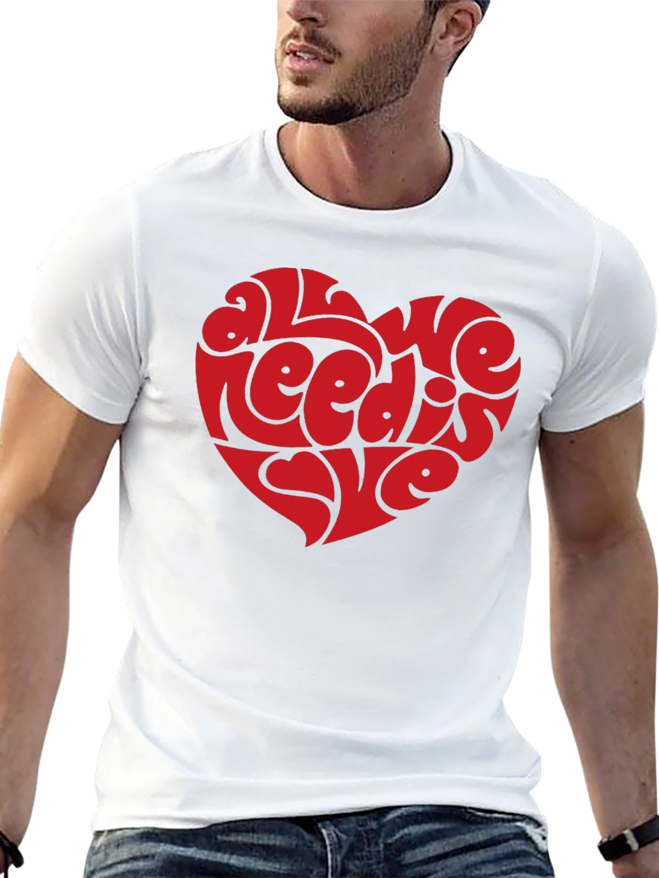 Black All You Need Is Love Heart Graphic Tee - Black view 13