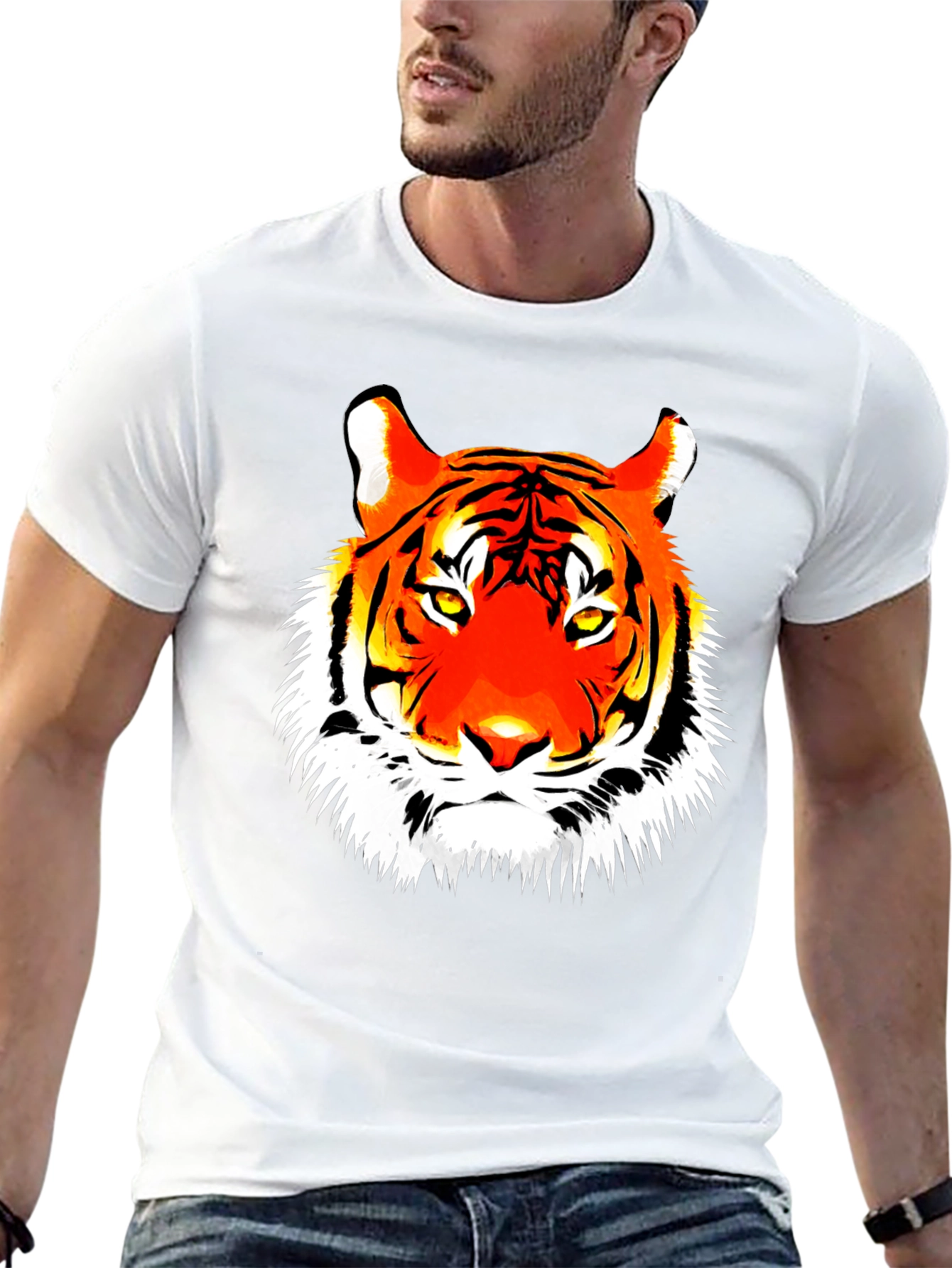 Black Men's Black Tiger Graphic Tee view 13