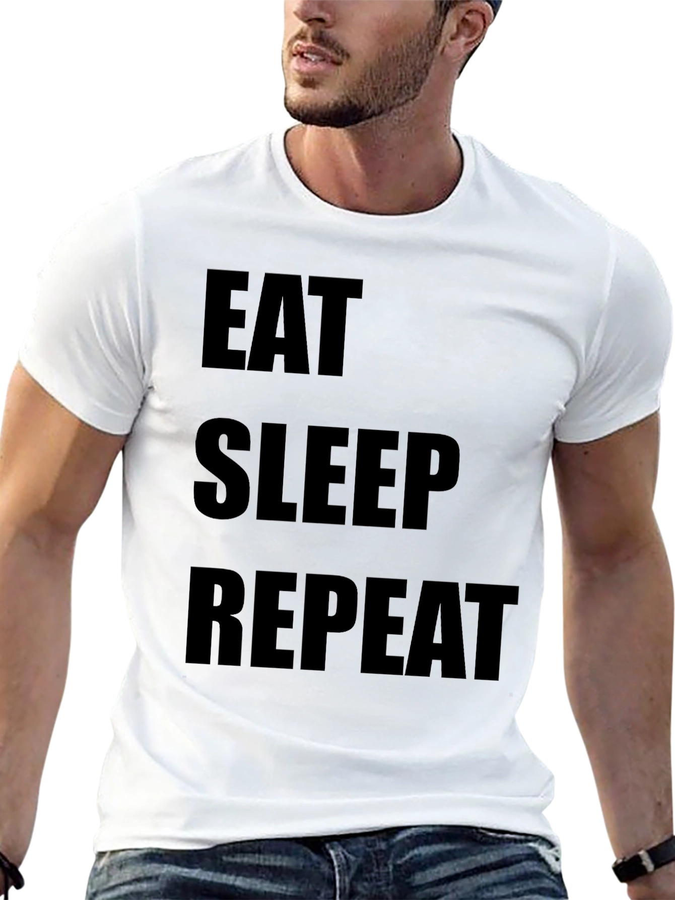 Black Eat Sleep Repeat Black T-Shirt view 13
