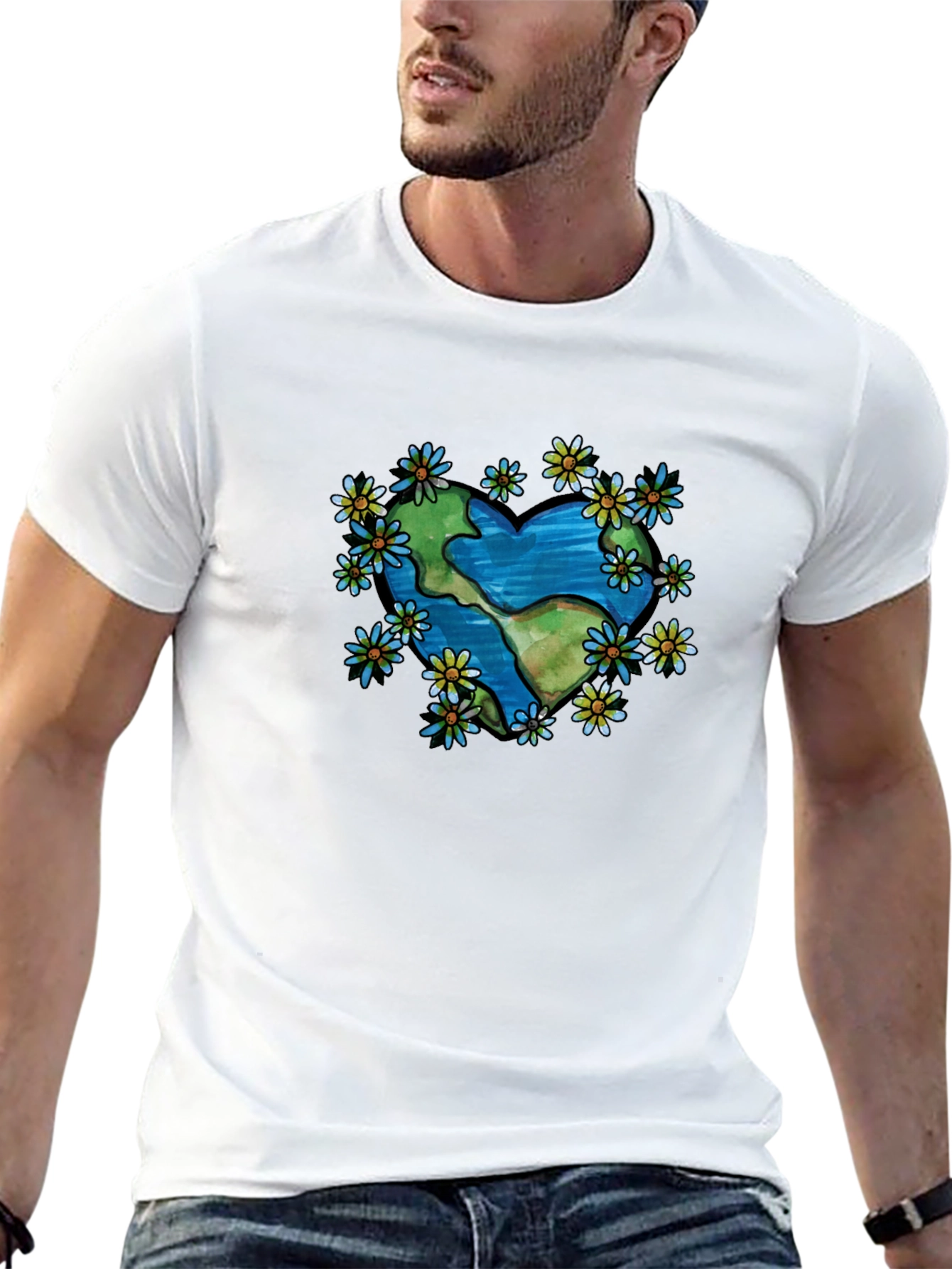 Black Earth Heart Flower T-Shirt - Black view 13