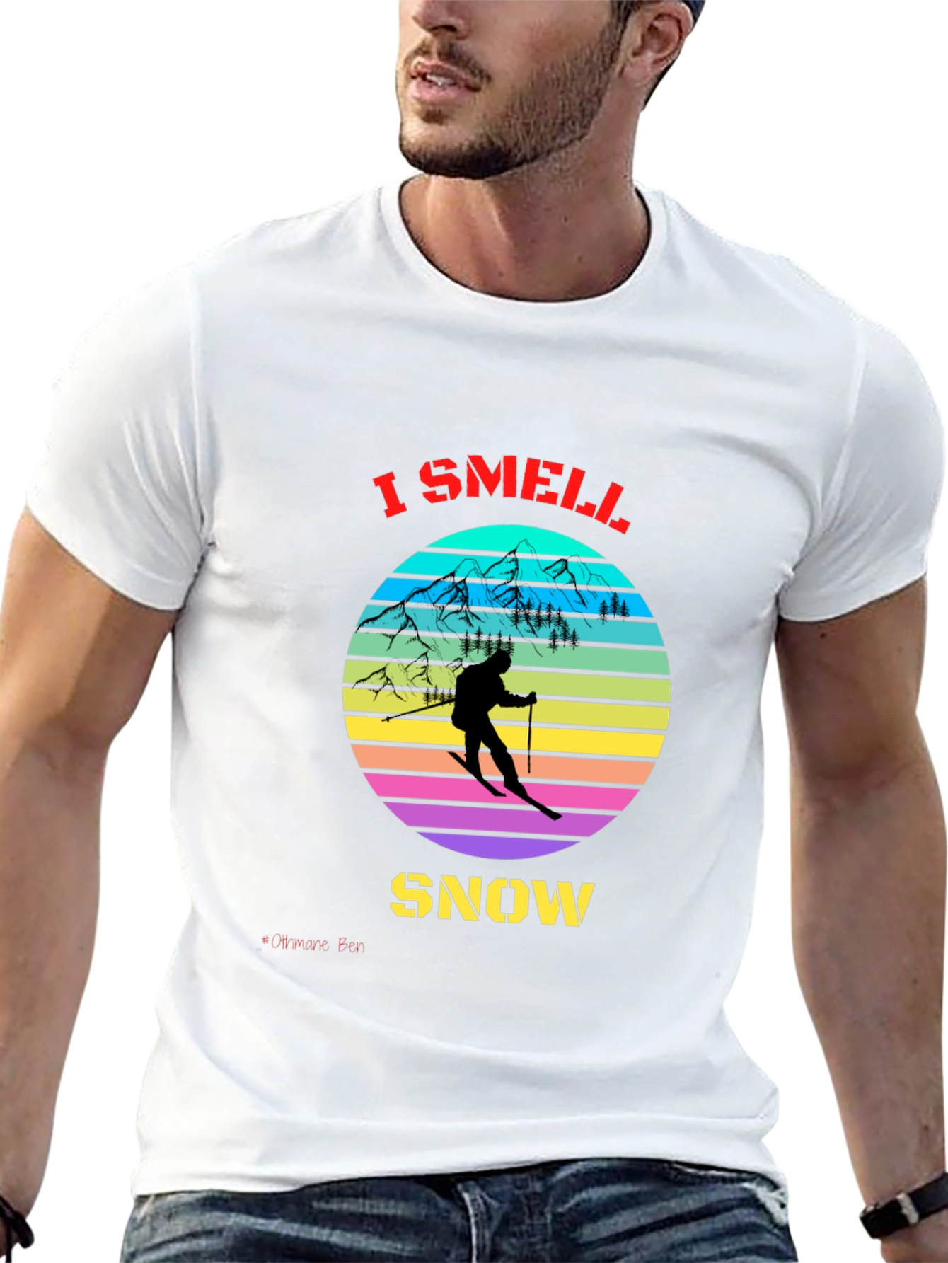 Black I Smell Snow Skiing T-Shirt view 13