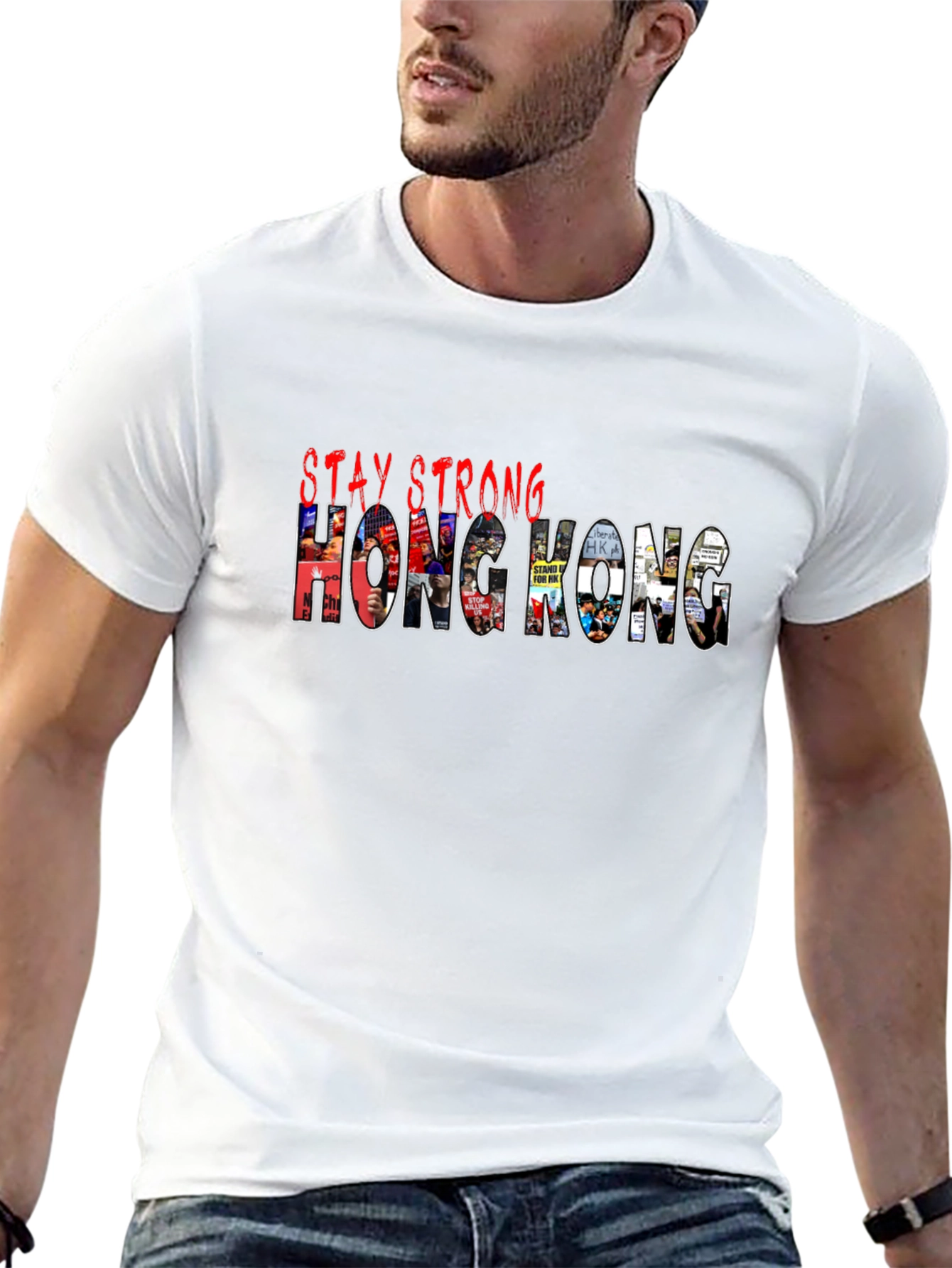 Black Stay Strong Hong Kong Graphic T-Shirt view 13