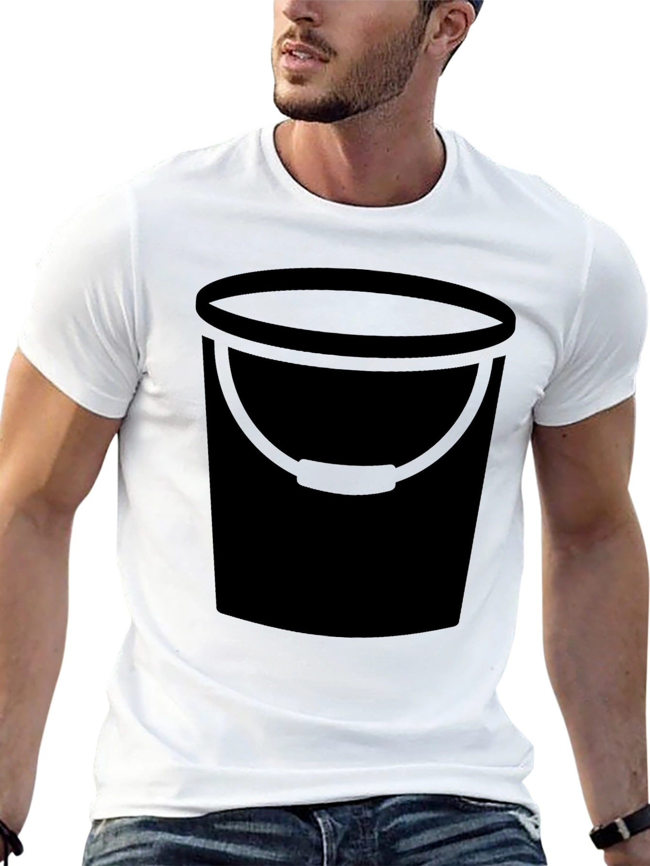 Black Bucket Graphic Tee - Black Cotton Blend T-Shirt view 13