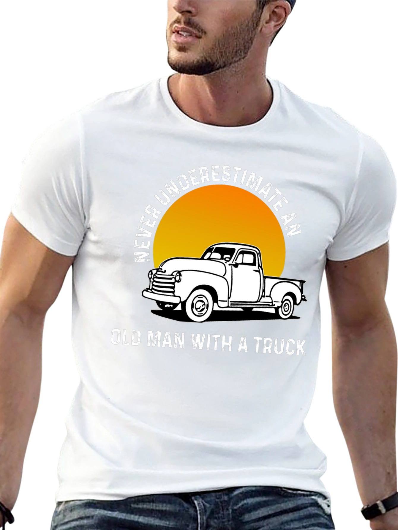 Black Never Underestimate Old Man Truck T-Shirt view 13