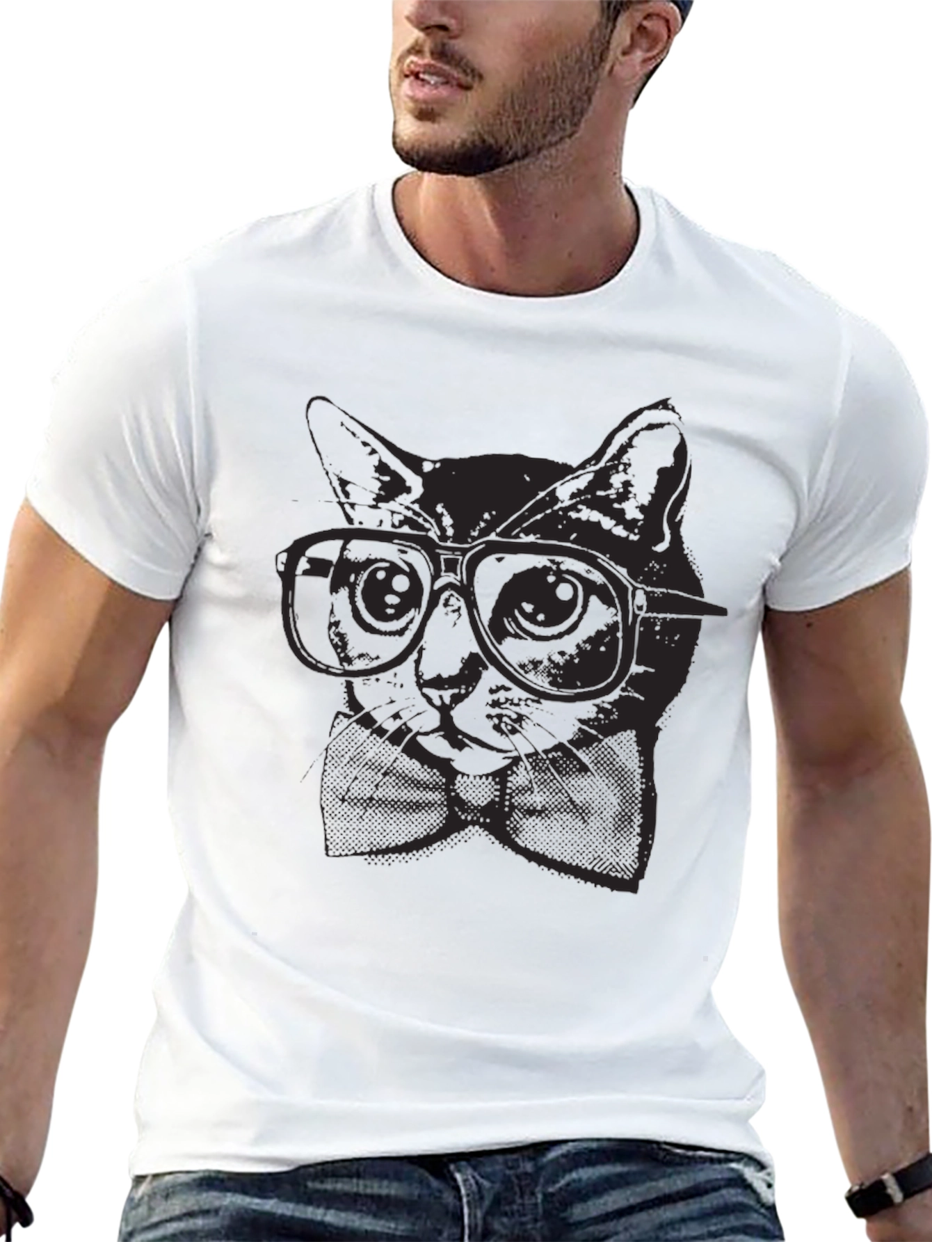 Black Cool Cat Graphic Tee - Stylish & Unique Design view 13