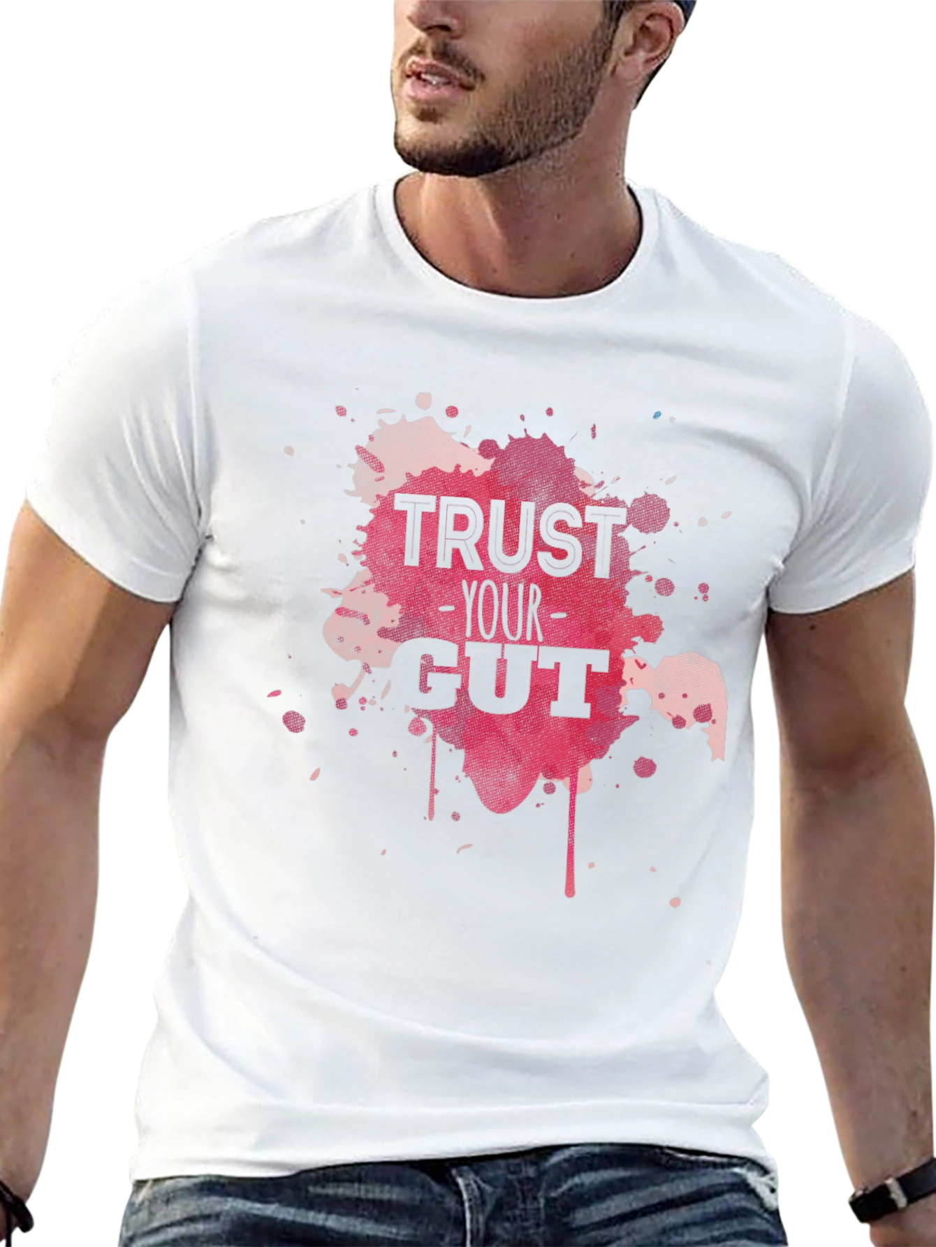 Black Trust Your Gut Graphic Tee - Black Cotton T-Shirt view 13