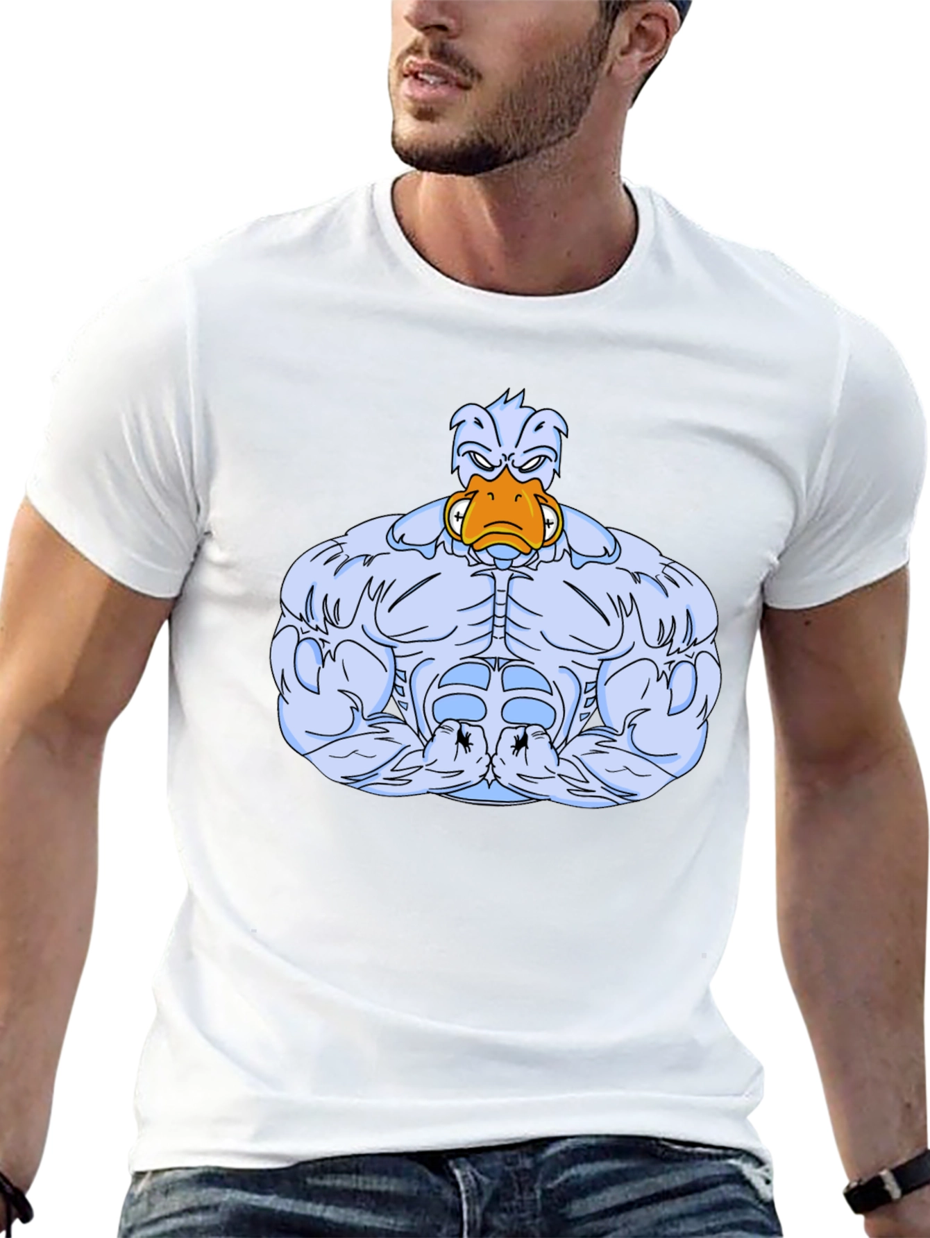 Black Buff Duck Cartoon Graphic T-Shirt view 13