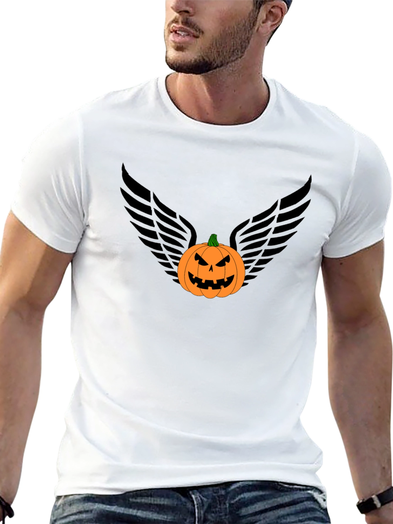 Black Pumpkin Angel Wings Graphic Tee view 13