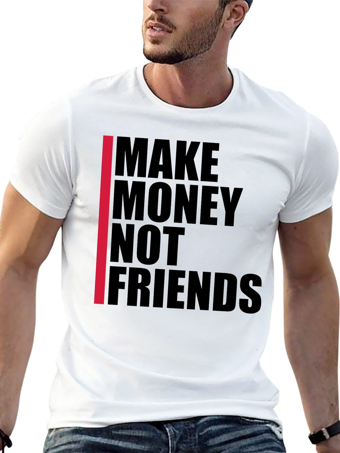 Black Make Money Not Friends Graphic Tee view 13