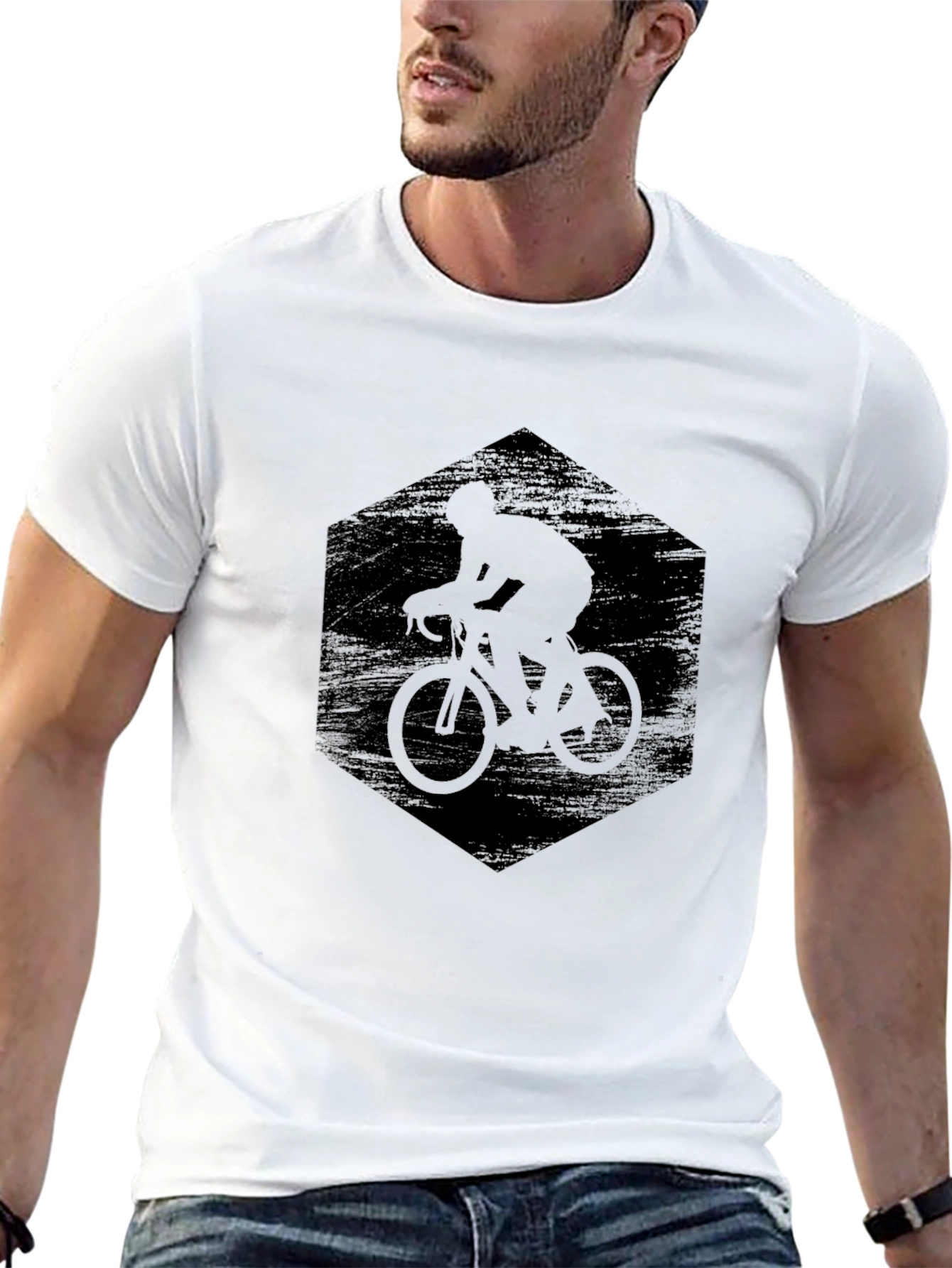 Black Men's Black Cycling Silhouette Graphic Tee view 13