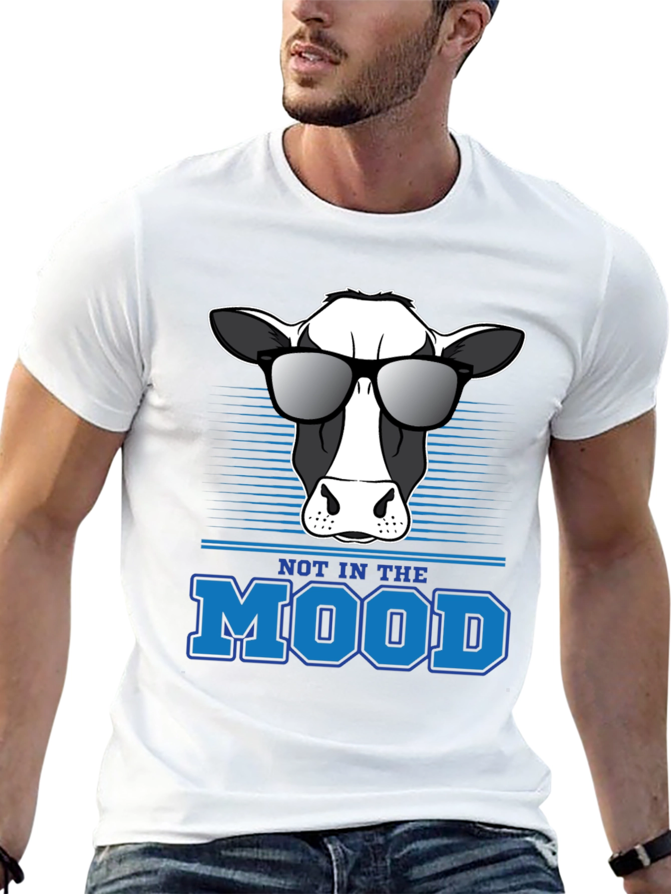 Black Not in the Mood Cow Graphic Tee view 13