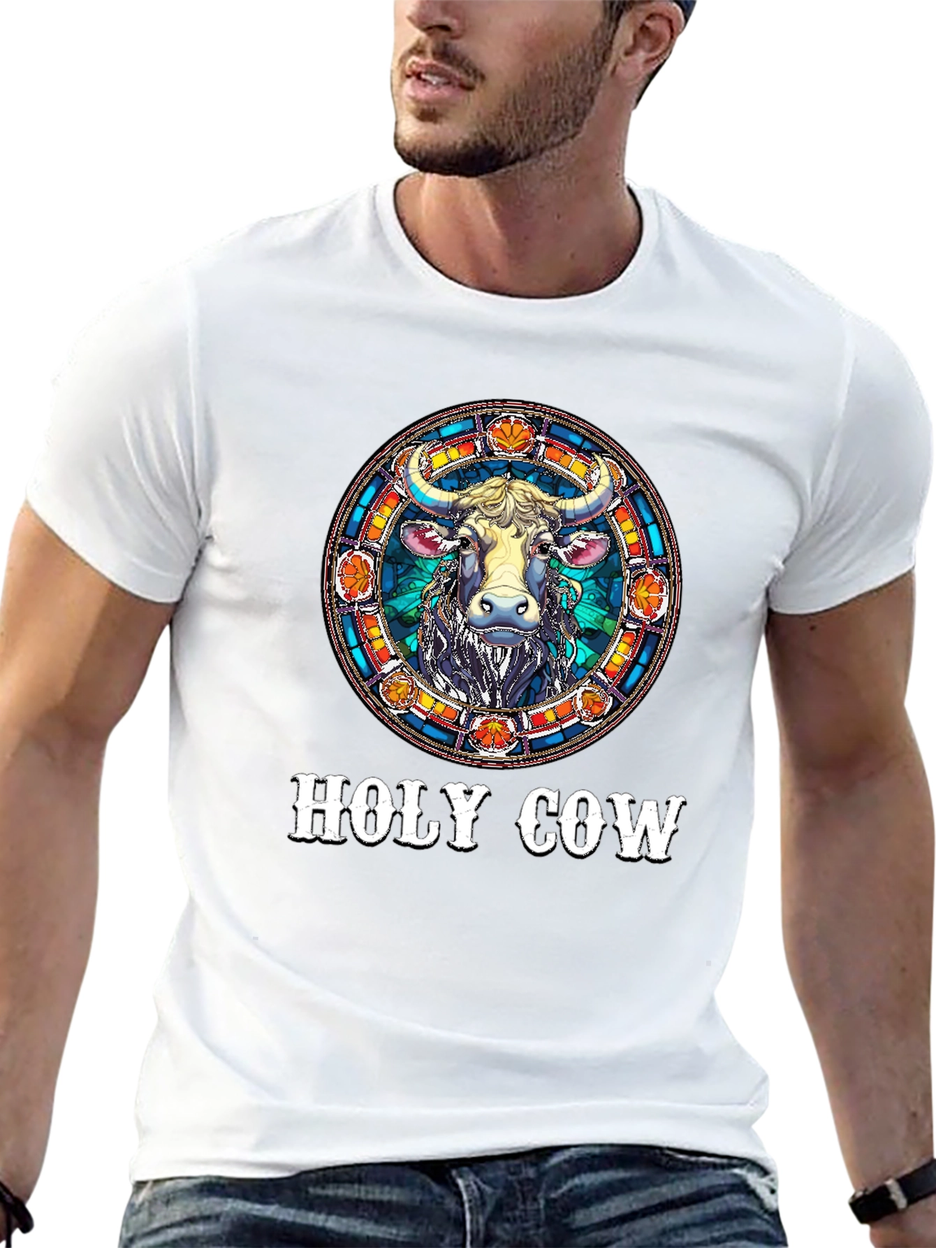 Black Holy Cow Graphic Tee - Funny Animal T-Shirt view 13